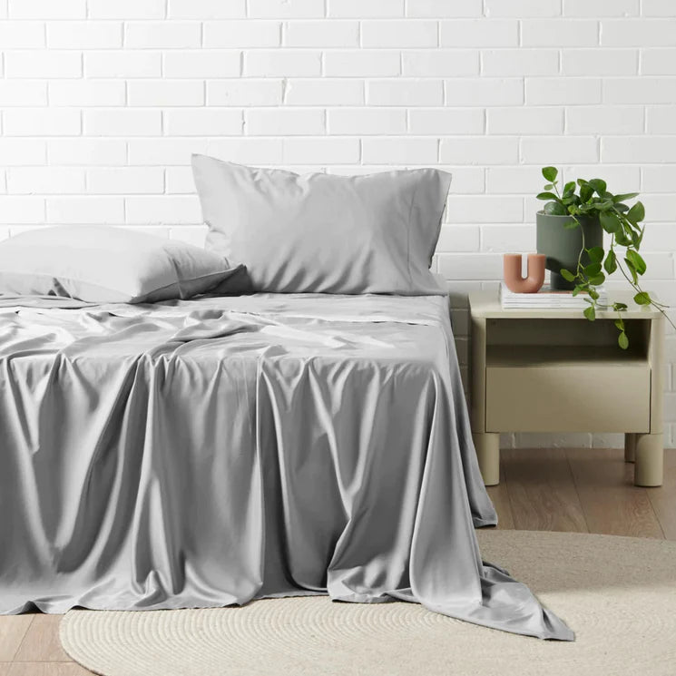 Premium Madeleine Hotel Linen Bamboo Cotton Sheets Set - Silver Gray | Ultra Soft & Breathable Bedding for Luxury Hotels & Home Use