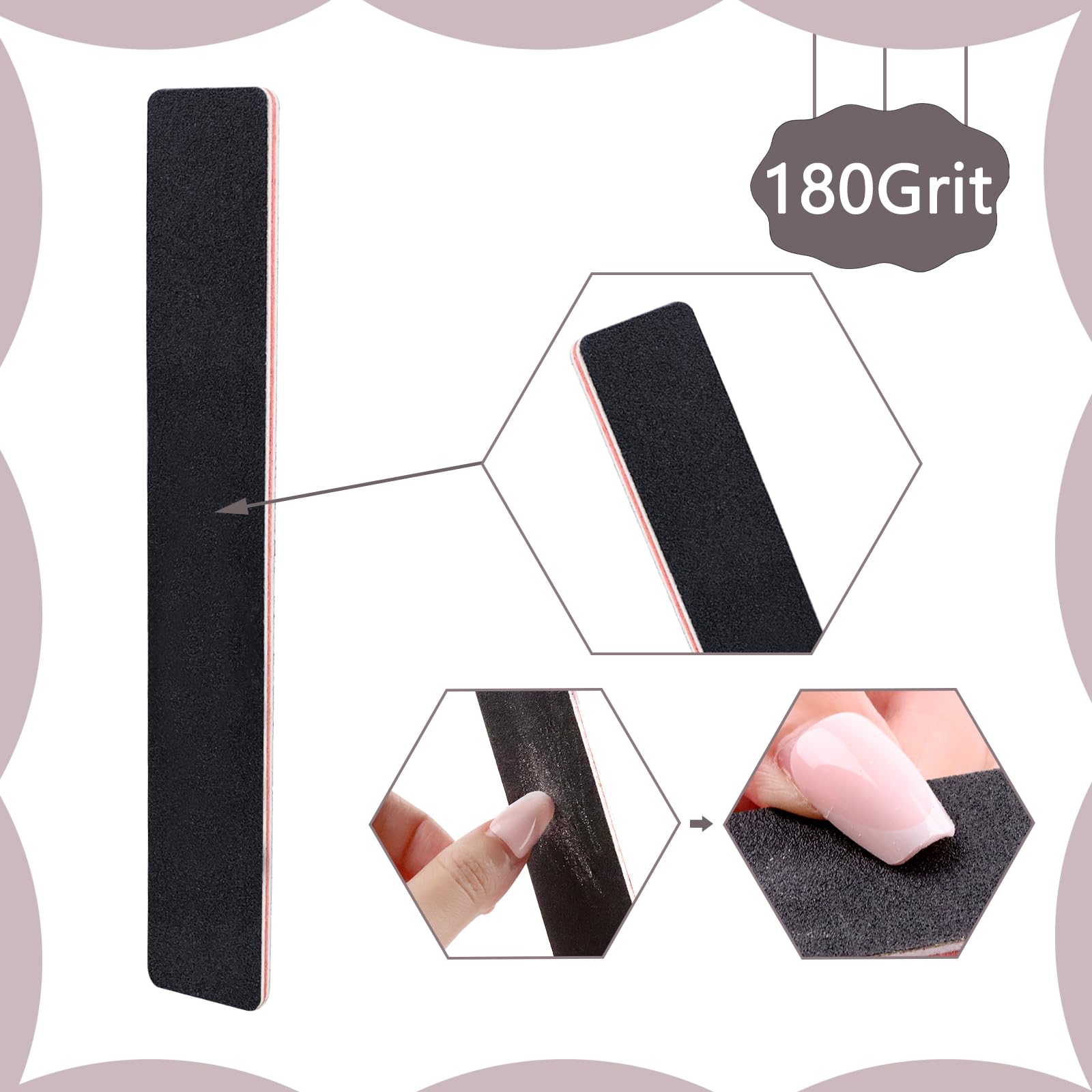 20 Pack Professional Nail Files - 100/180 Grit Black Emery Boards for Acrylic & Natural Nails - Reusable Manicure Tools for Buffing, Shaping & Smoothing - Perfect for Home, Salon & Travel Nail Care