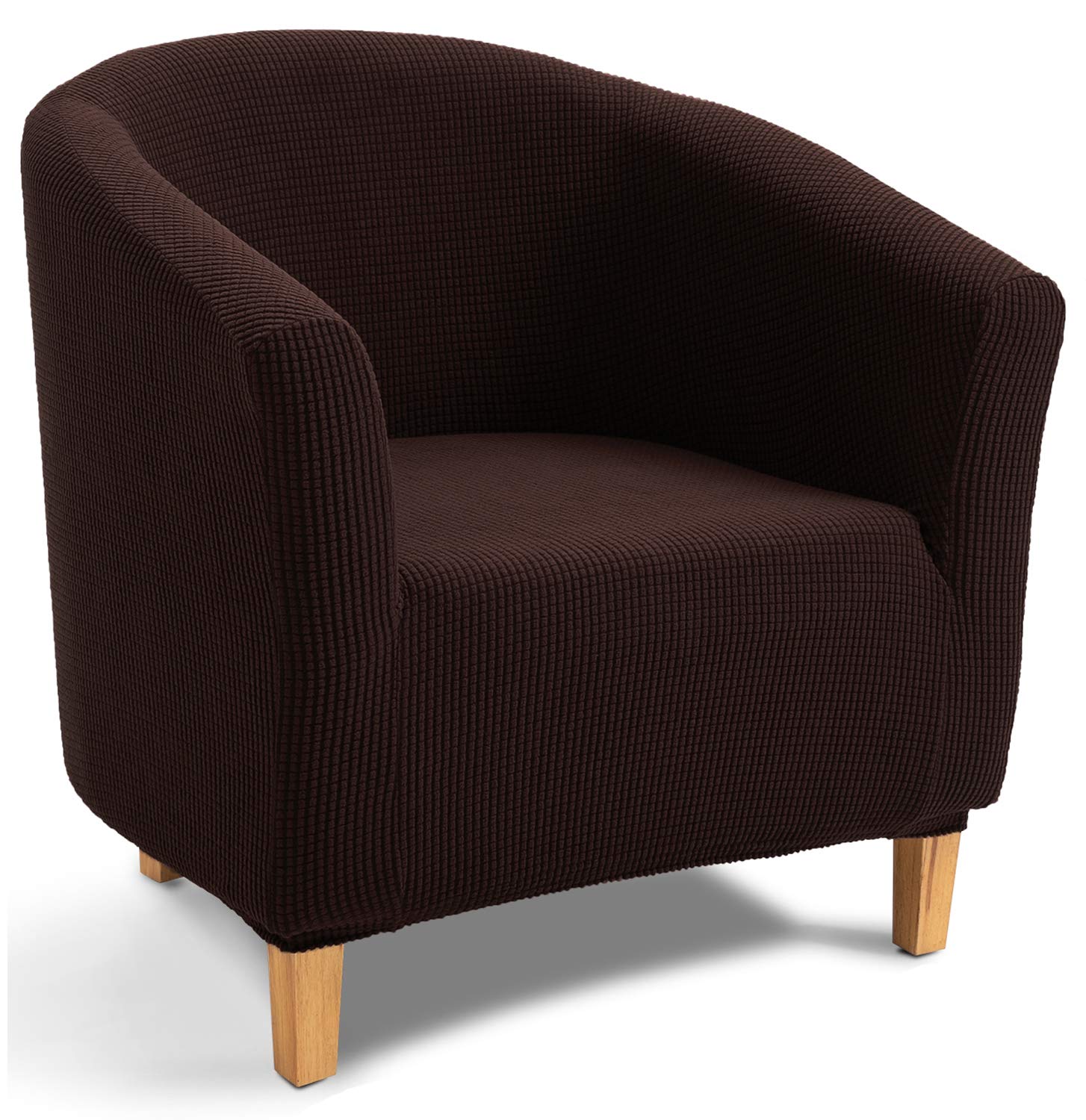 TIANSHU Stretch Tub Chair Cover - Jacquard Fabric, Non-Slip Armchair Slipcover for Dining, Living Room, Office & Reception - Perfect for Home Decor & Hospitality (Chocolate)