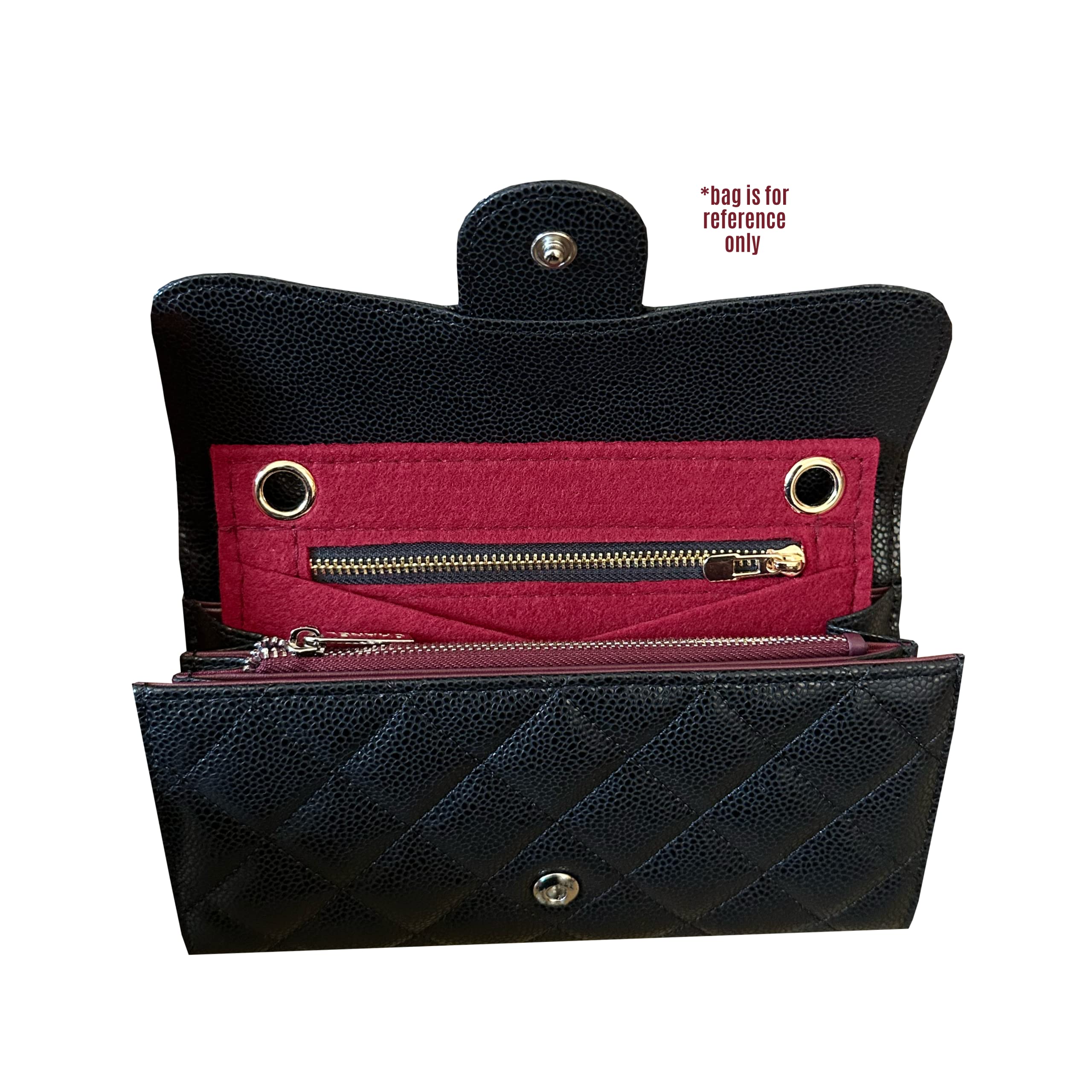 Long Wallet Conversion Kit for Long Flap Wallet Insert & Chain Strap - Gold/Silver Card Holder Crossbody Converter Kit with 120cm Leather Chain (Black) - Perfect for Everyday Use, Travel & Fashion Accessories