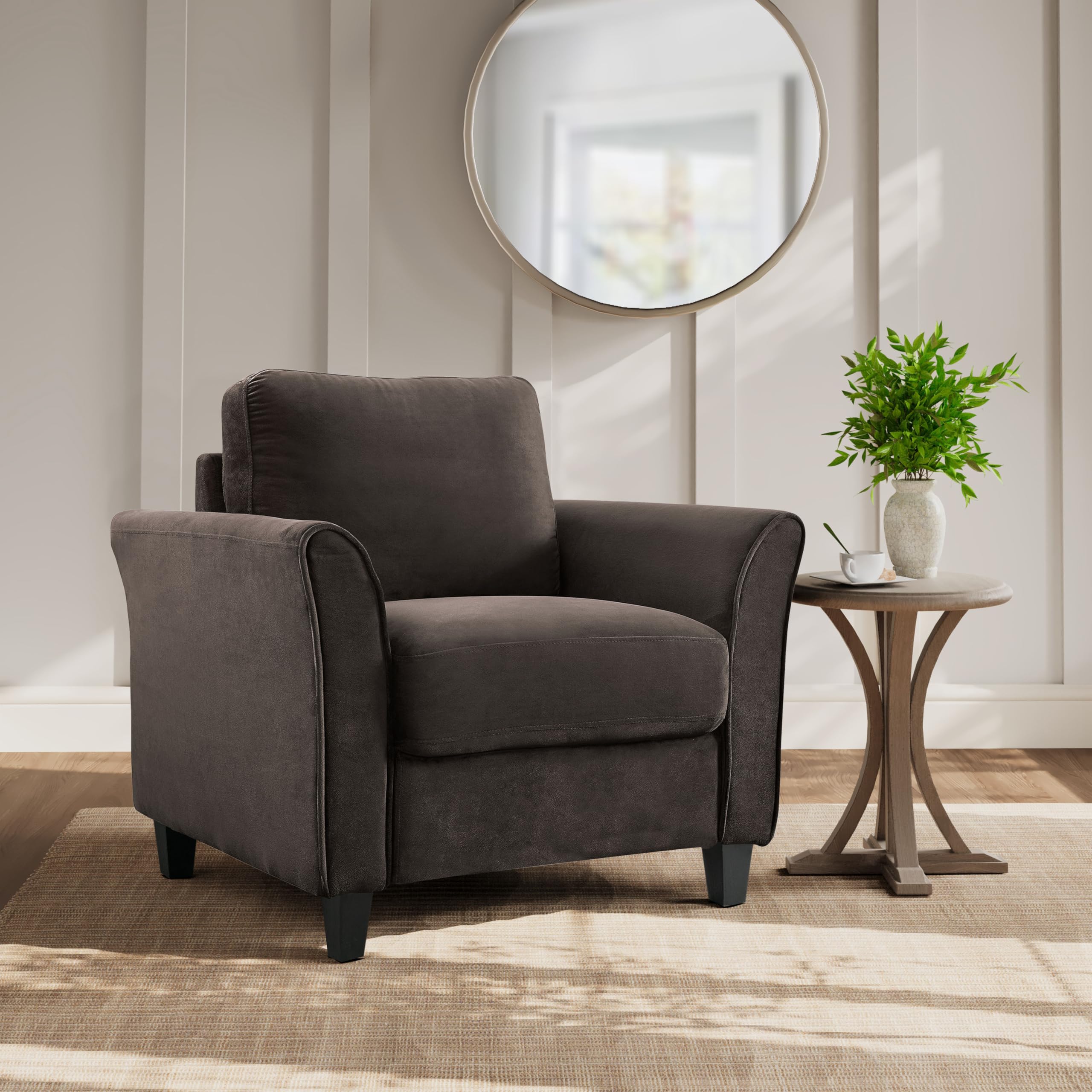 Lifestyle Solutions Watford Armchair - Soft Microfiber Upholstery in Coffee Brown | Perfect for Living Room, Office & Reading Nook