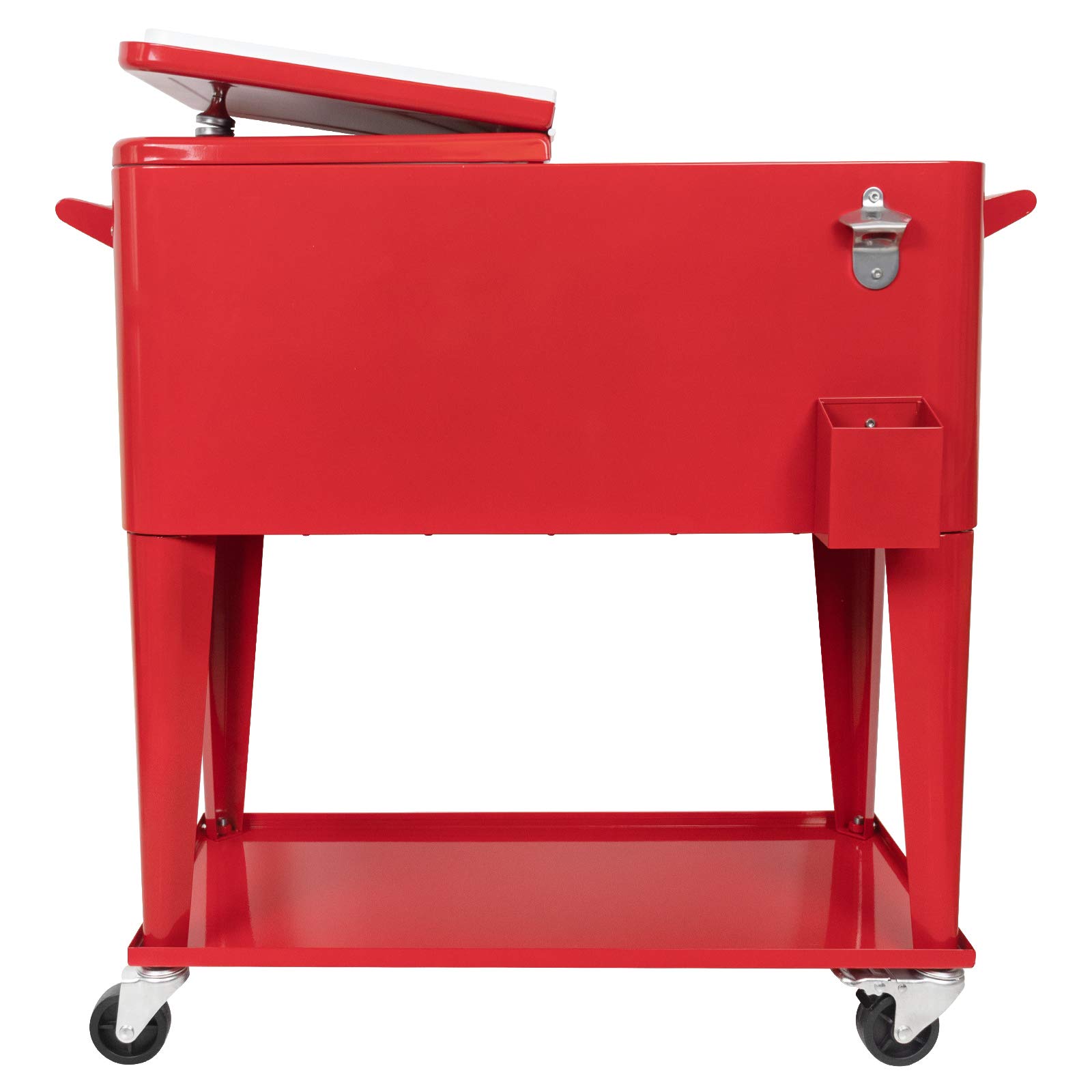 **SHAREWIN 80 QT Rolling Cooler Cart - Portable Ice Chest for Outdoor, Patio, Deck & Backyard Parties - Wheeled Beverage Cooler with Shelf & Bottle Opener - Perfect for BBQs, Camping & Tailgating**