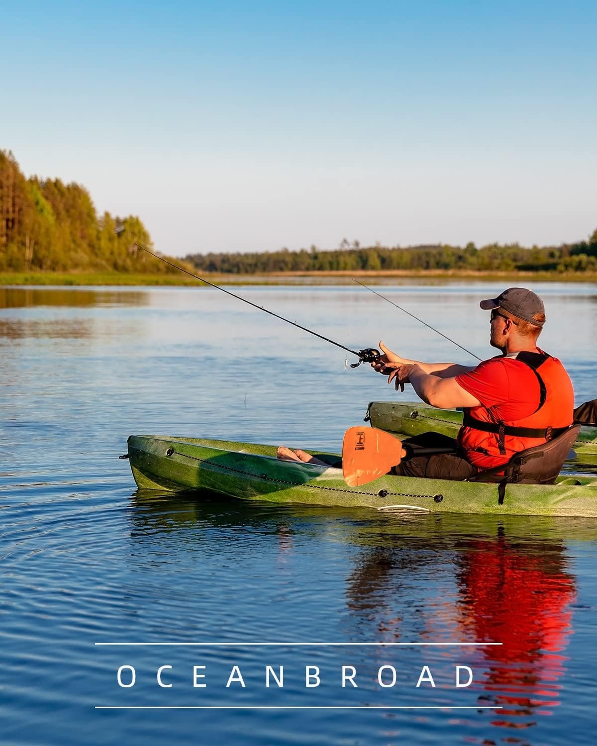 OCEANBROAD Adjustable Fishing Kayak Paddle 94-102 inch (240-260cm) - Lightweight Aluminum Alloy Shaft with Paddle Leash - Perfect for Kayaking, Canoeing & Water Sports