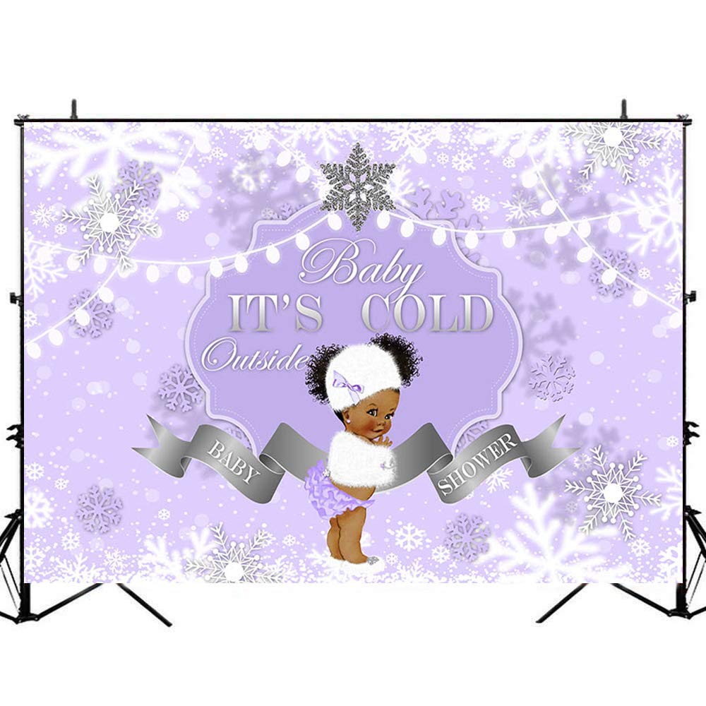 8x6ft Winter Purple Baby Shower Backdrop - Snowflake Design Vinyl Background for Girls' Baby Shower Party | Perfect for Indoor Decorations & Photography Backdrops