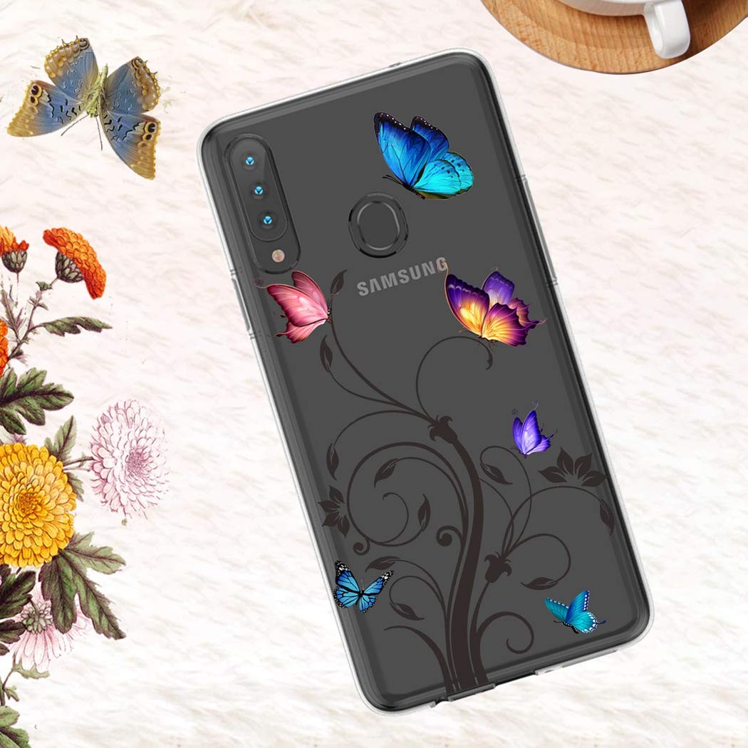 Samsung Galaxy A20S Phone Case - Clear TPU Shockproof Protective Cover for Women | Butterfly Design | Slim Soft Transparent Case | Perfect for Everyday Use & Gift Giving