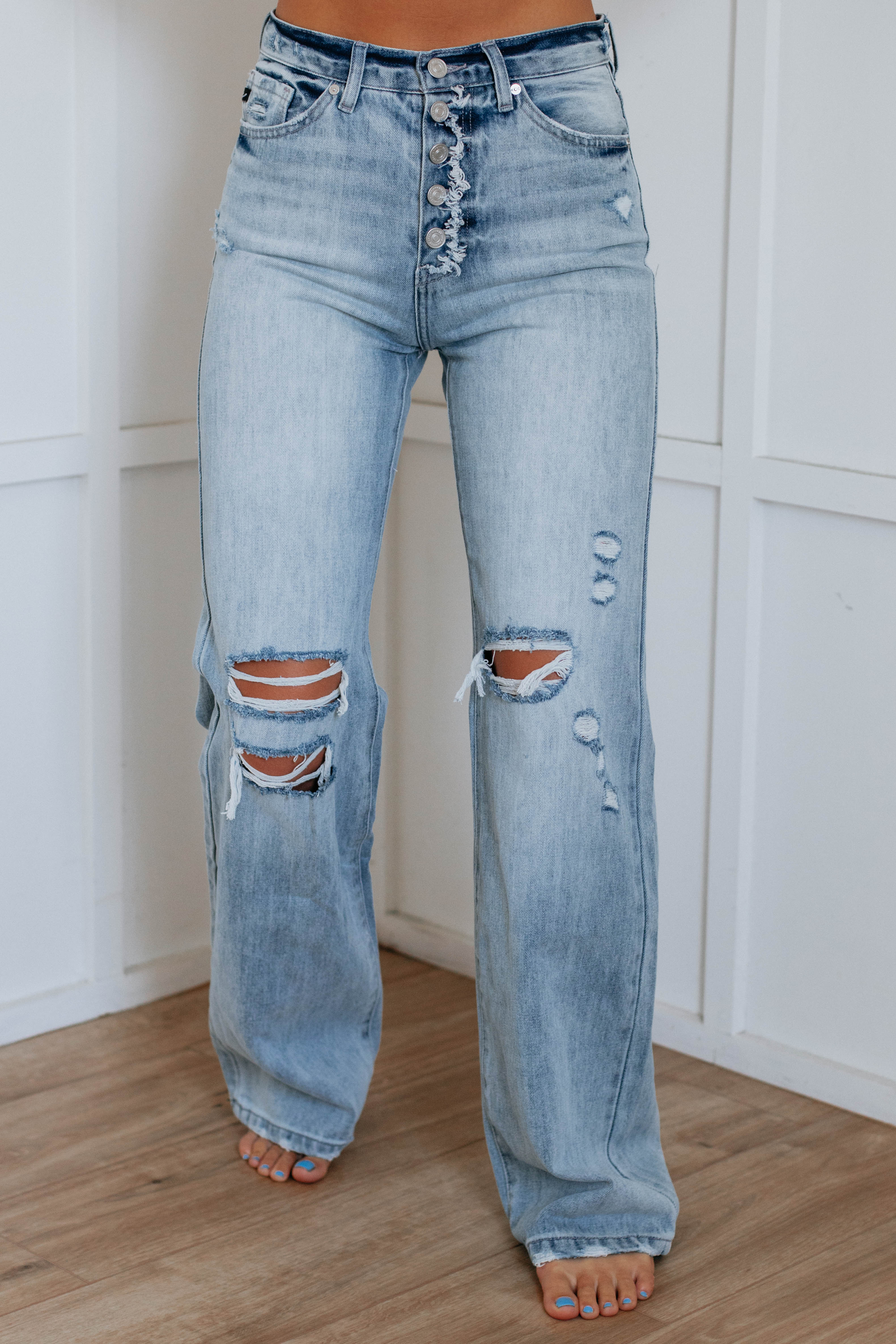 Isabelle KanCan Light Wash High Waist Skinny Jeans for Women - Trendy Distressed Denim Pants for Casual Wear & Night Out