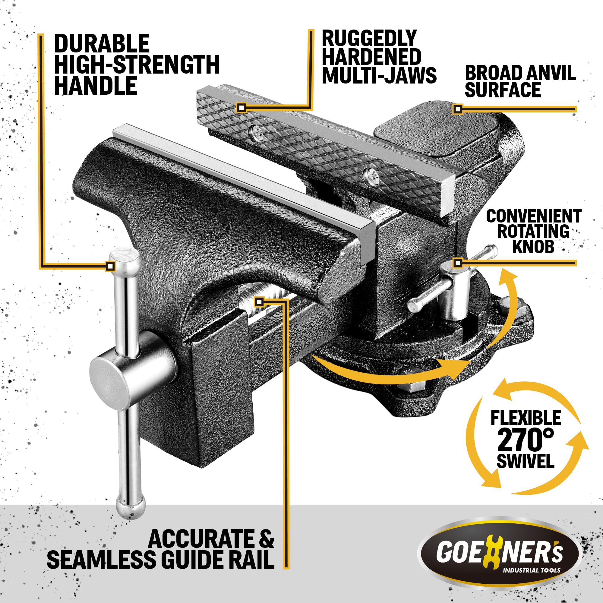 6-Inch Heavy Duty Bench Vise - Forged Steel Workbench Clamp with Swivel Base | Pipe & Table Vise for Woodworking, Metalworking & DIY Projects | Garage, Workshop & Home Repair Tool