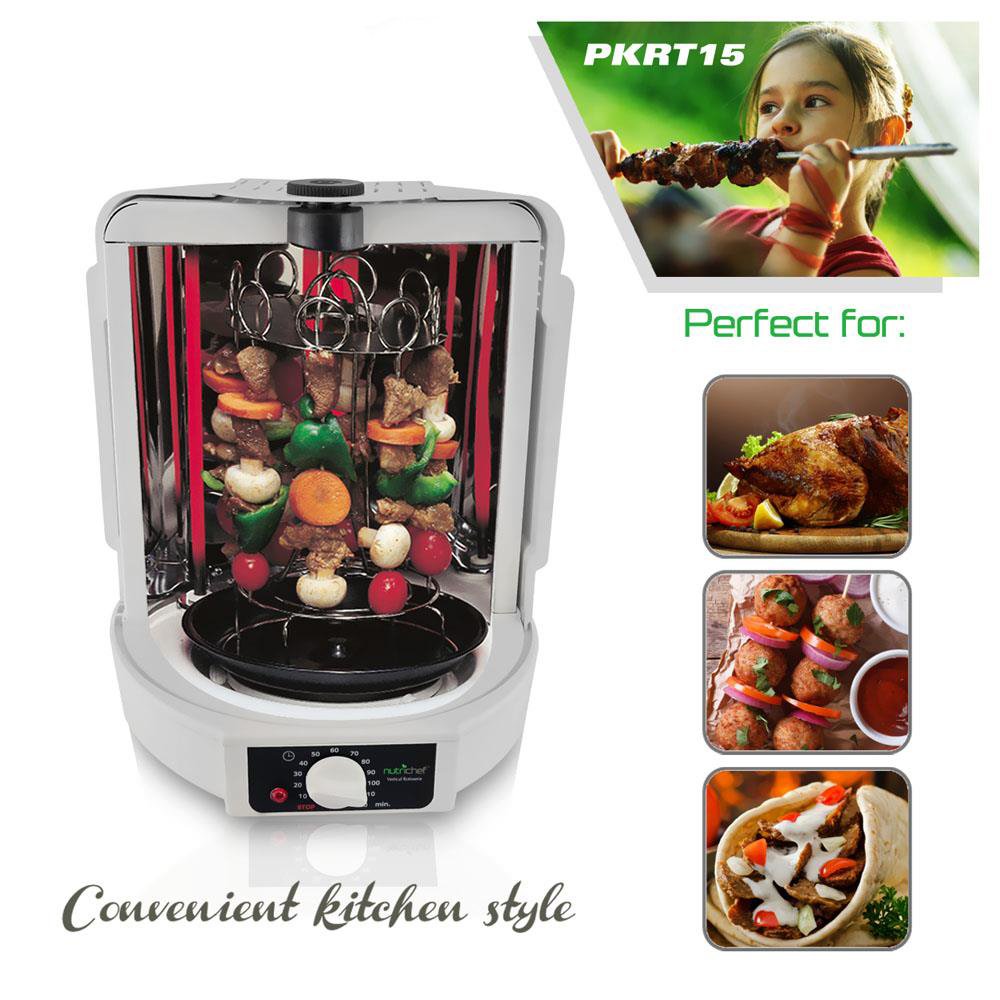 NutriChef AZPKRT15 Vertical Rotisserie Cooker - 1 lb Capacity, White Countertop Rotisserie Oven for Chicken, Kebabs & More - Perfect for Home Kitchens, BBQs & Small Restaurants