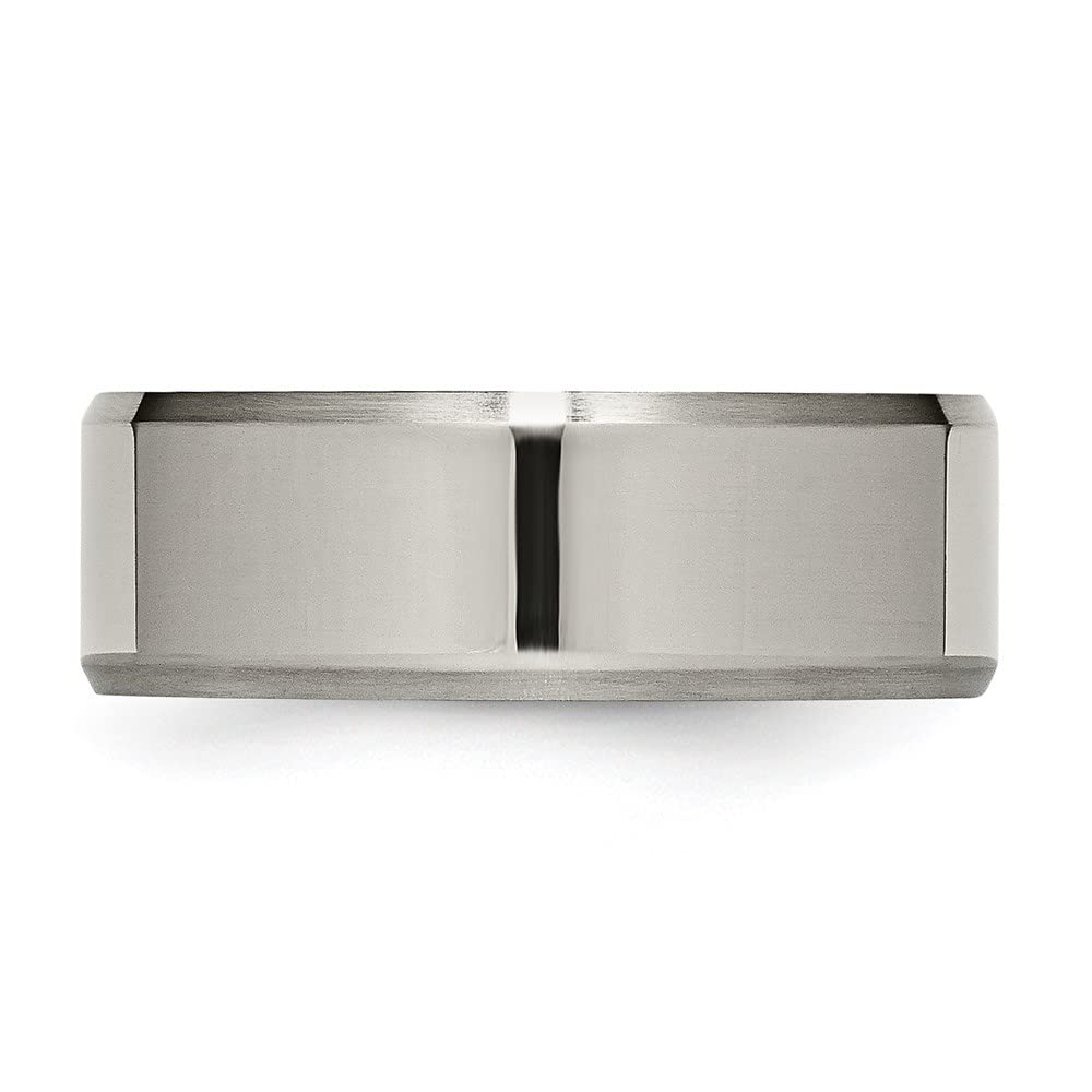 Diamond2Deal Titanium Beveled Edge 8mm Band Ring Size 13 - Premium Comfort Fit Wedding Band for Men - Perfect for Engagements, Anniversaries & Everyday Wear