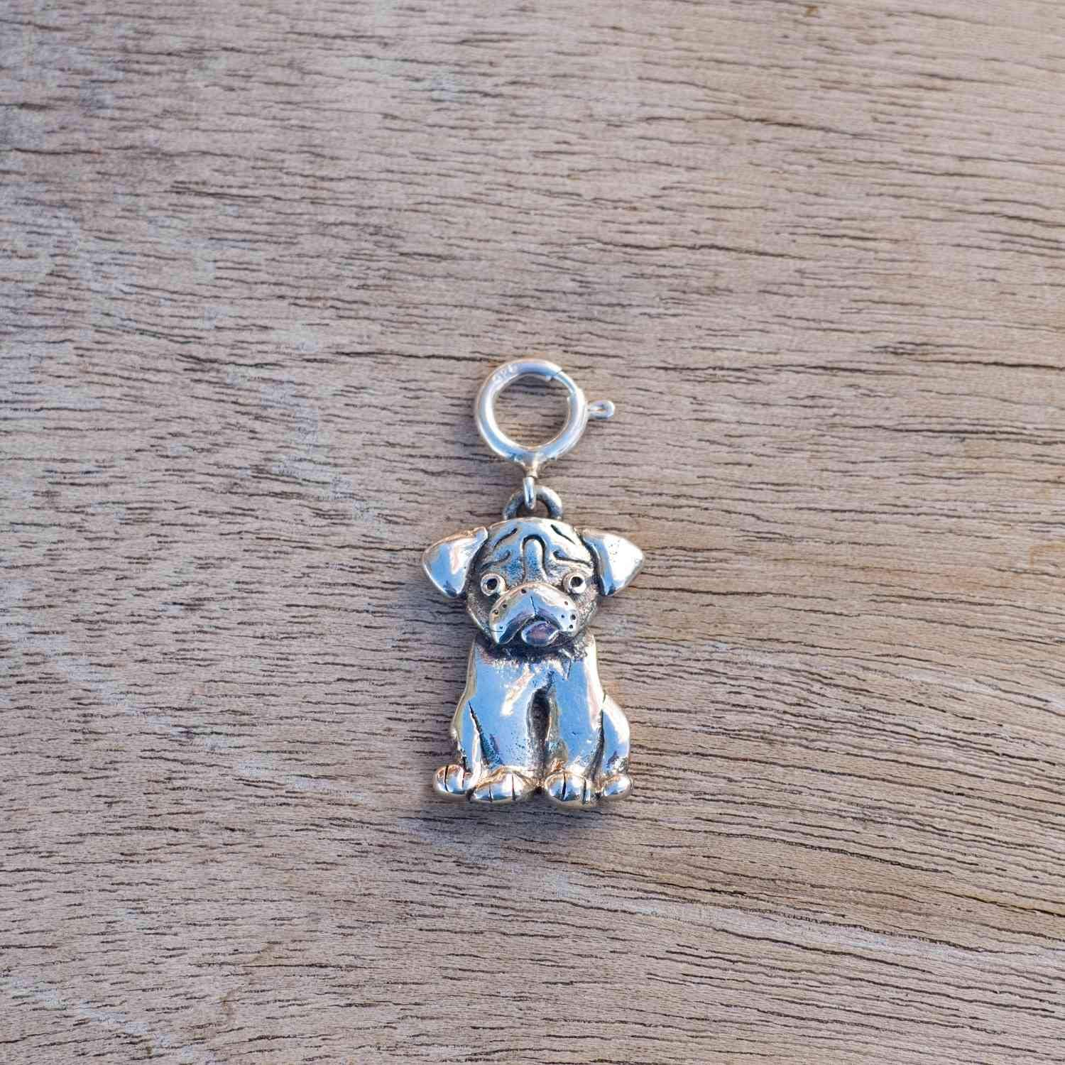 Handmade Standing Pug Dog Charm for Bracelets - Unique Pug Lover Gifts for Women - USA Crafted Jewelry - Perfect for Birthday, Anniversary & Dog Mom Presents