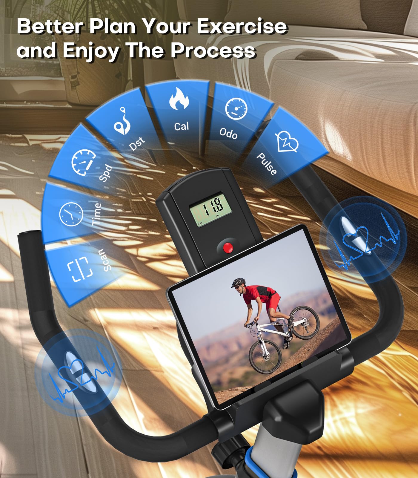 DMASUN 300 LBS Capacity Exercise Bike for Home - Classic Brake Pad Stationary Bike with Comfortable Seat Cushion & Digital Pulse Display | Perfect for Indoor Cycling Workouts, Home Gym Fitness & Cardio Training