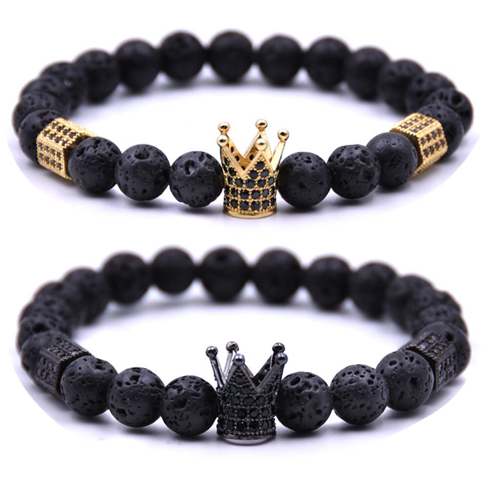 HYHONEY Beaded Bracelet for Men & Women - Adjustable Elastic Couples Bracelet with Micro Pave Zircon Stones - Perfect Gift for Anniversary, Valentine's Day & Matching Jewelry