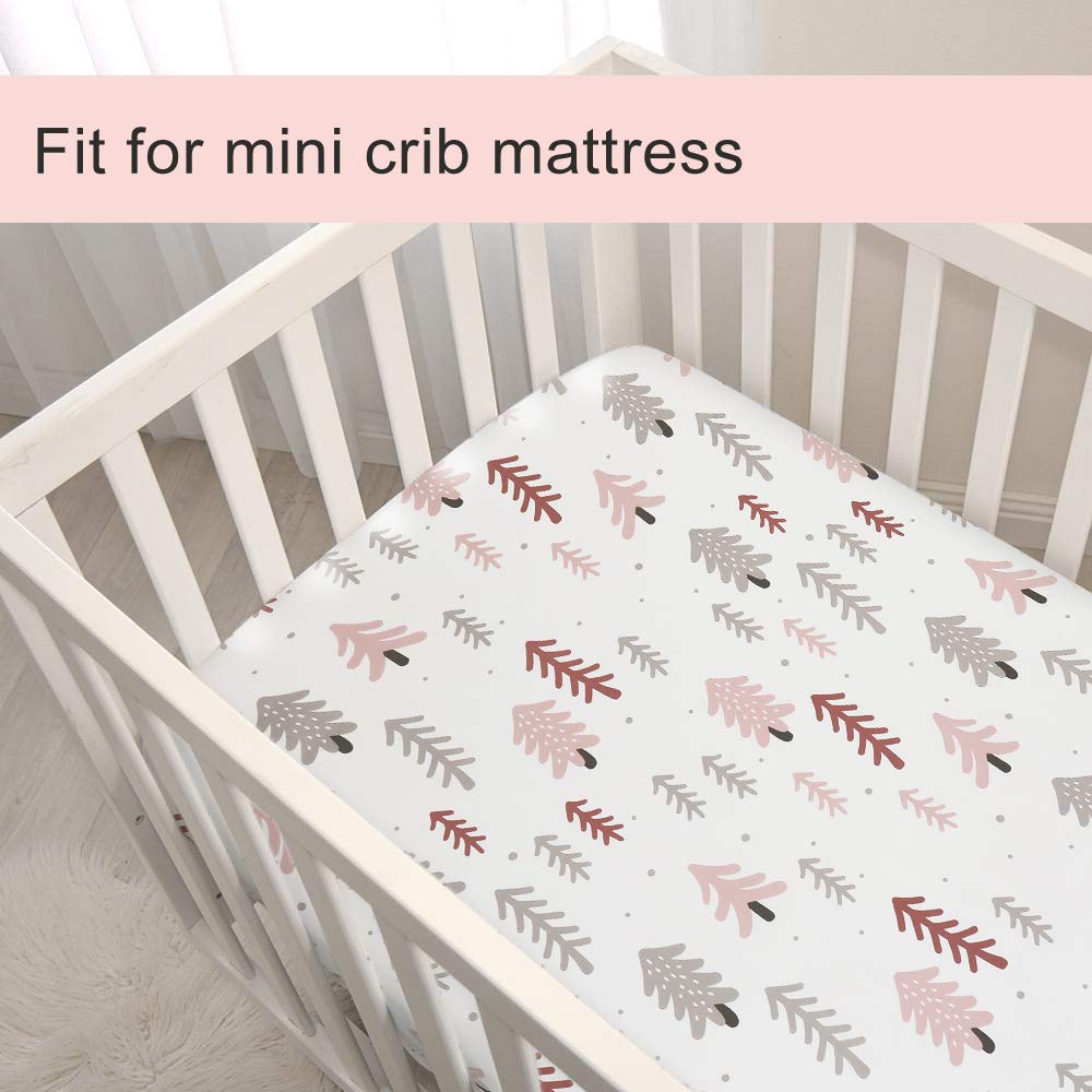 BROLEX 2 Pack Mini Crib Sheets - Stretchy Portable Fitted Playard Crib Mattress Cover Set - Ultra Soft Breathable Baby Bedding with Jungle Animal Print - Perfect for Travel, Daycare & Nursery Use