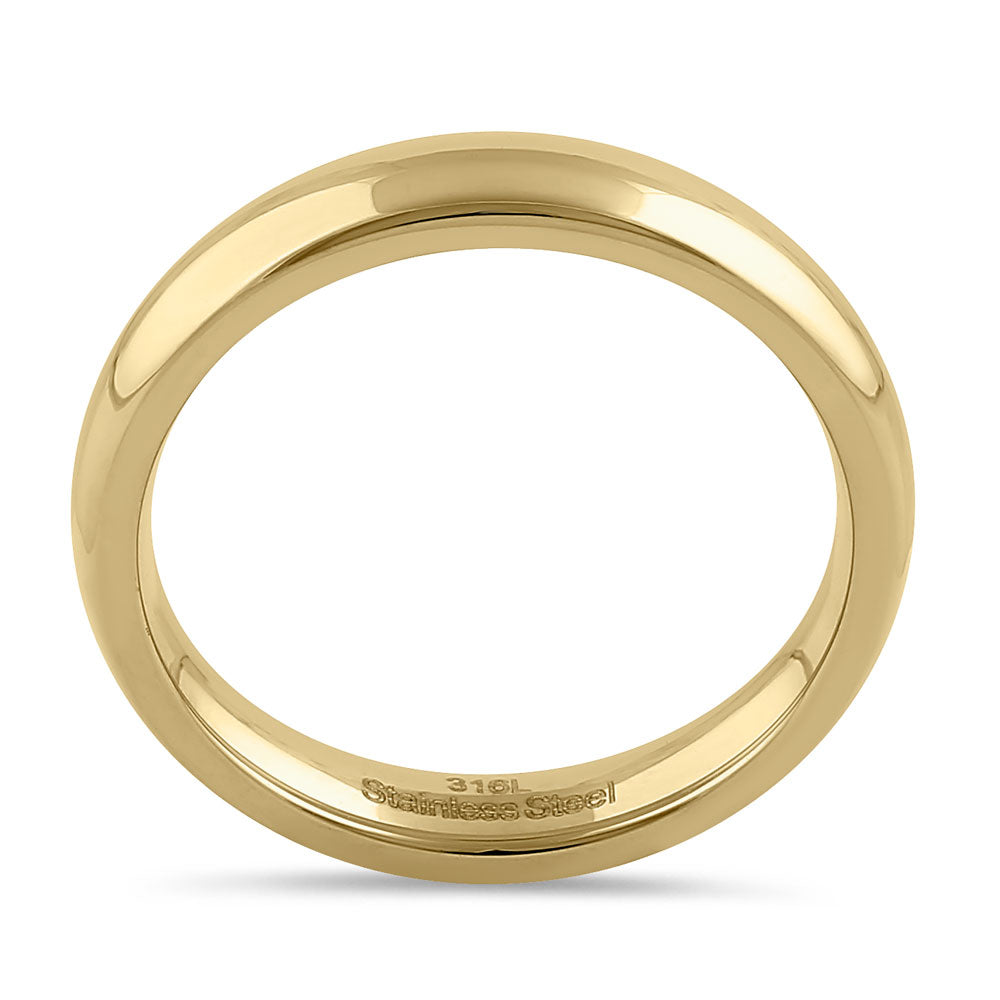 4mm Yellow Gold High Polish Stainless Steel Band Ring - Elegant & Durable Jewelry for Men & Women, Perfect for Weddings, Anniversaries & Everyday Wear