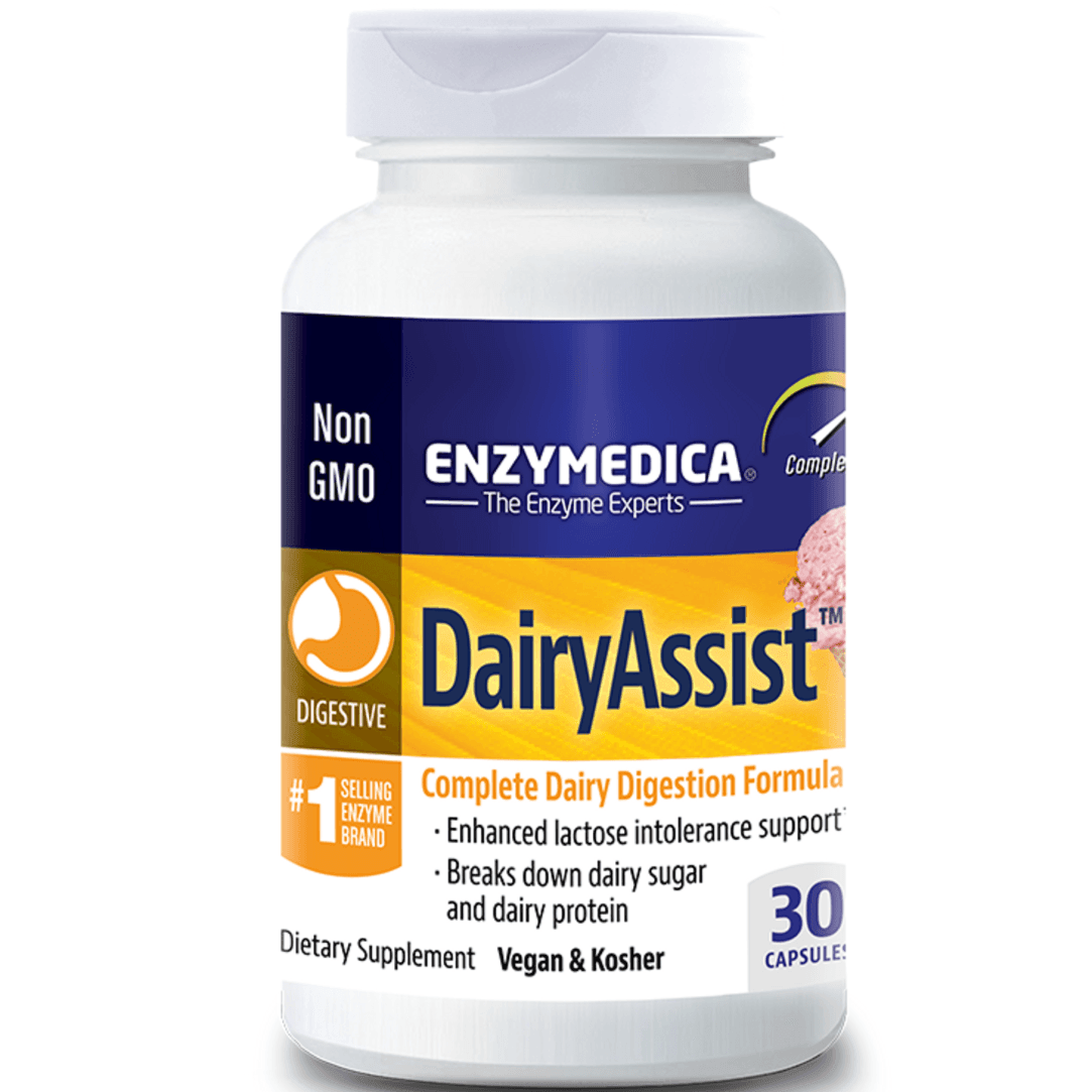 Enzymedica Dairy Assist Lactose Digestive Enzyme Supplement - 30 Capsules for Lactose Intolerance Relief | Supports Dairy Digestion After Meals