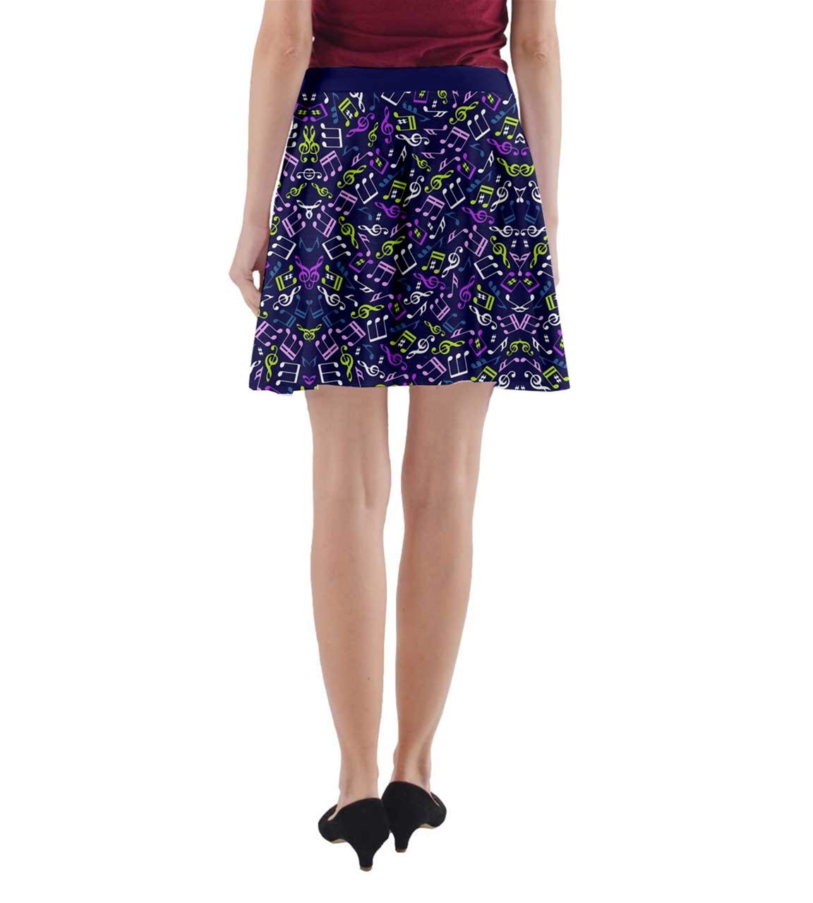 CowCow Women's Music Notes Treble Clef A-Line Skirt with Pockets - XS to 3XL Sizes | Casual Wear, Music Concerts, Performances & Themed Parties
