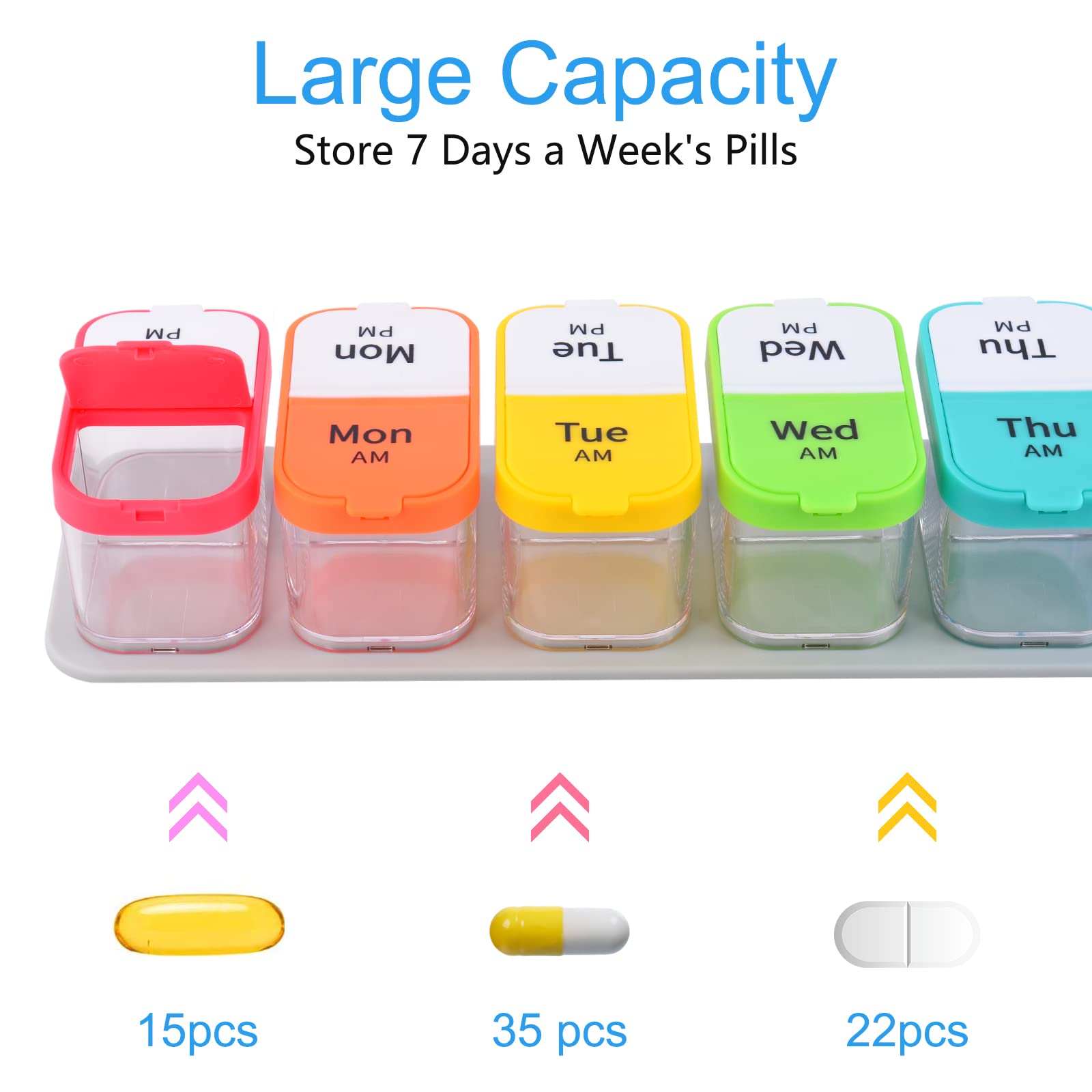 Greencycle Weekly Pill Organizer - 2 Times Daily Moisture-Proof Medicine Box with 8 Compartments for Vitamins, Fish Oil & Supplements | Perfect for Seniors, Arthritis Patients & Travel Use (8 Pack)