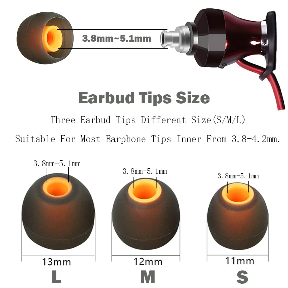 Premium Replacement Ear Tips for Earbuds & Headphones - 9 Pairs (S/M/L Sizes, Orange/Black) - Perfect for Workouts, Commuting & Noise Isolation