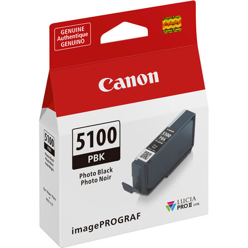 Canon PFI 5100 PBK (Photo Black) Lucia PRO II Ink Tank for PRO 310 Printer - 14.4ml High-Quality Photo Ink Cartridge | Perfect for Professional Photography, Fine Art Printing & Photo Lab Quality Results