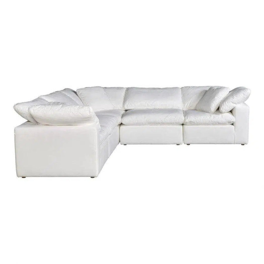 5-Piece Performance Terra White Modular Sectional Sofa Set - Modern Living Room Furniture for Home & Office Comfort