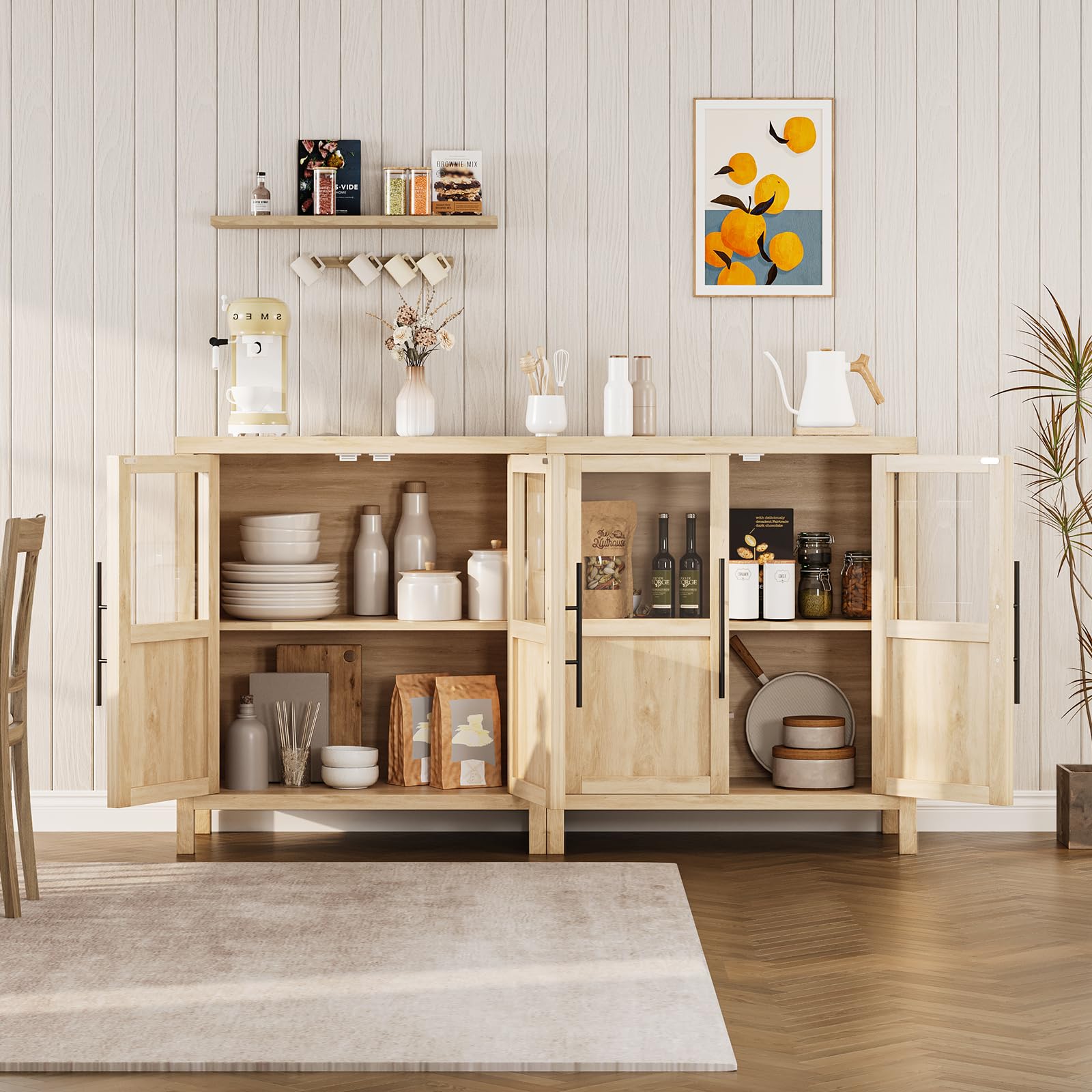 Modern Farmhouse Sideboard Buffet Cabinet with Glass Doors - 29