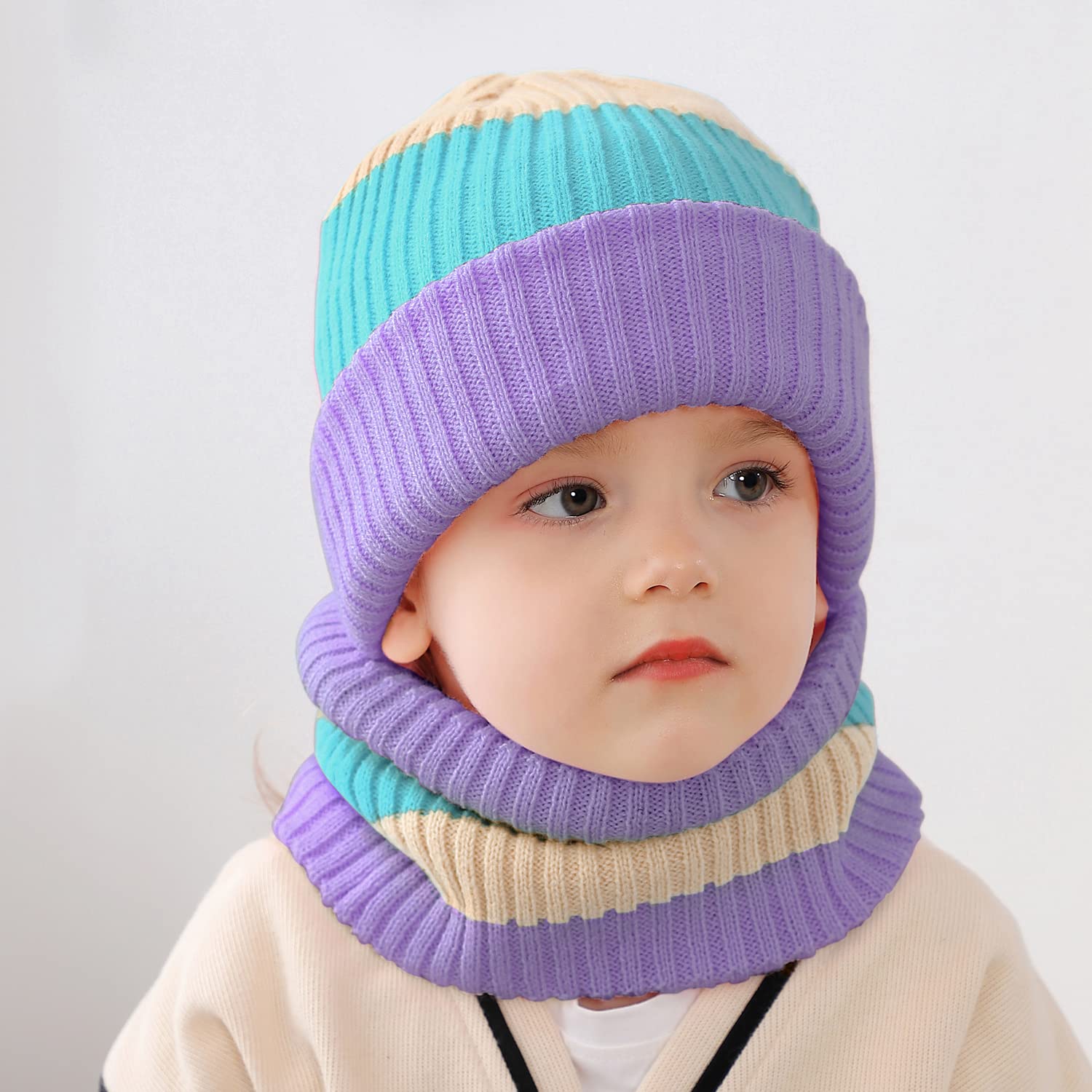 Warm Kids Winter Beanie Hat and Scarf Set - Soft Fleece Lined Cold Weather Accessories for Boys & Girls - Perfect for Snow Play, Skiing, and Outdoor Winter Activities
