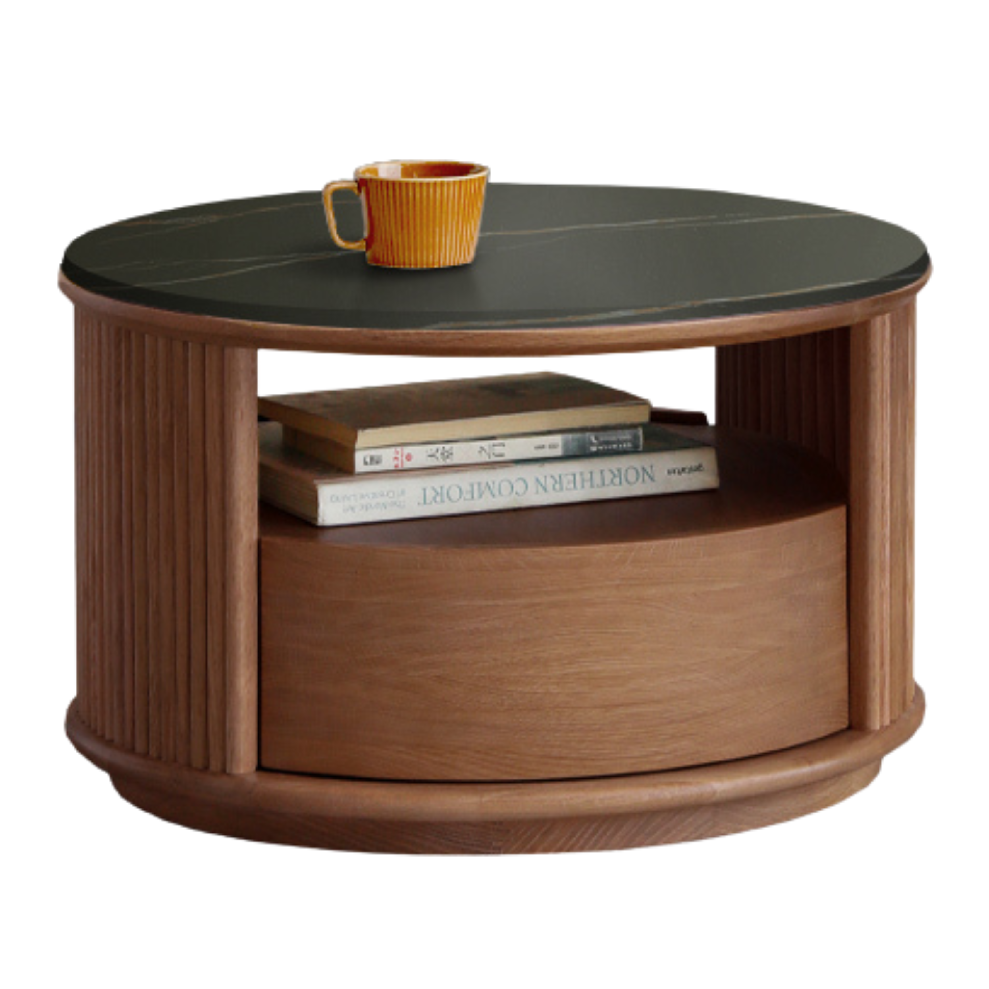 23.6x23.6x15 inch / 60x60x38сm / Walnut color / Oak single coffee table