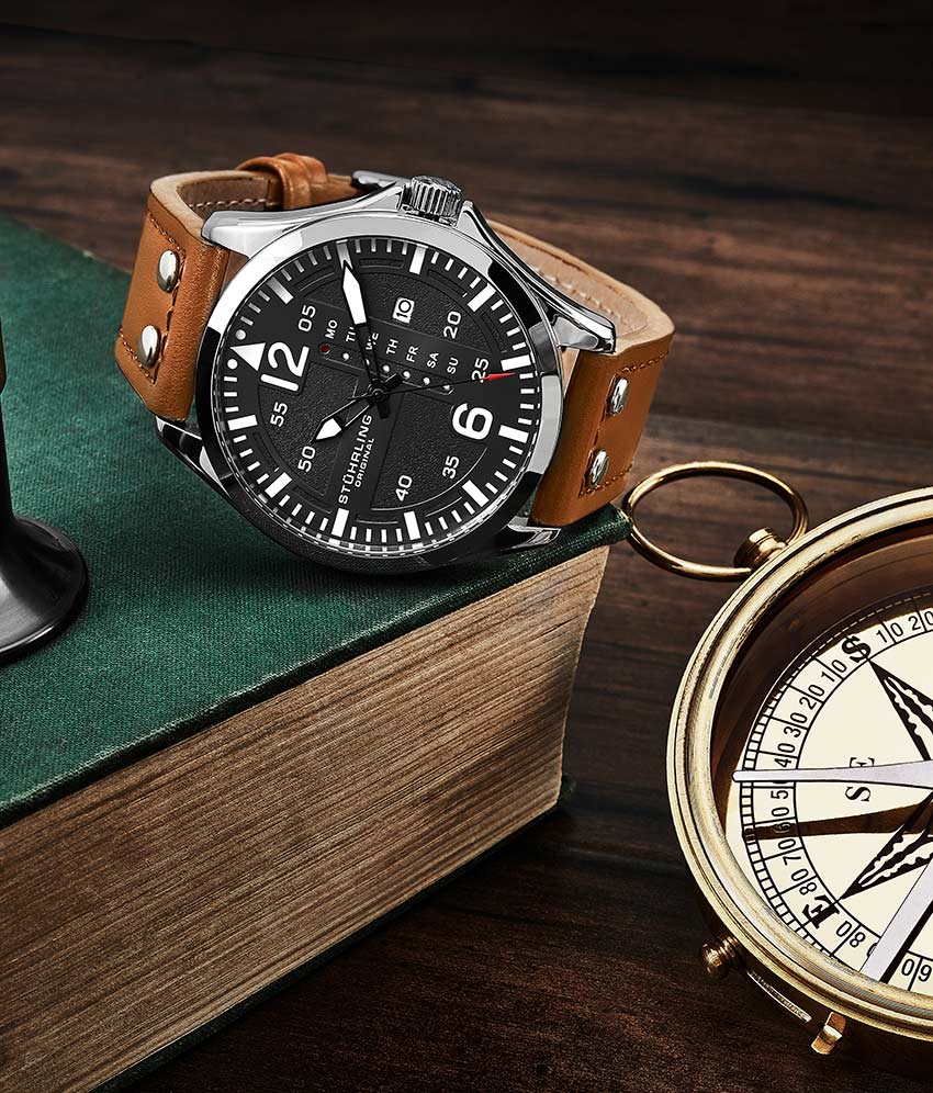 Aeronaut 3916 43mm Quartz Aviator Watch for Men - Stylish Pilot Chronograph for Aviation Enthusiasts & Everyday Wear