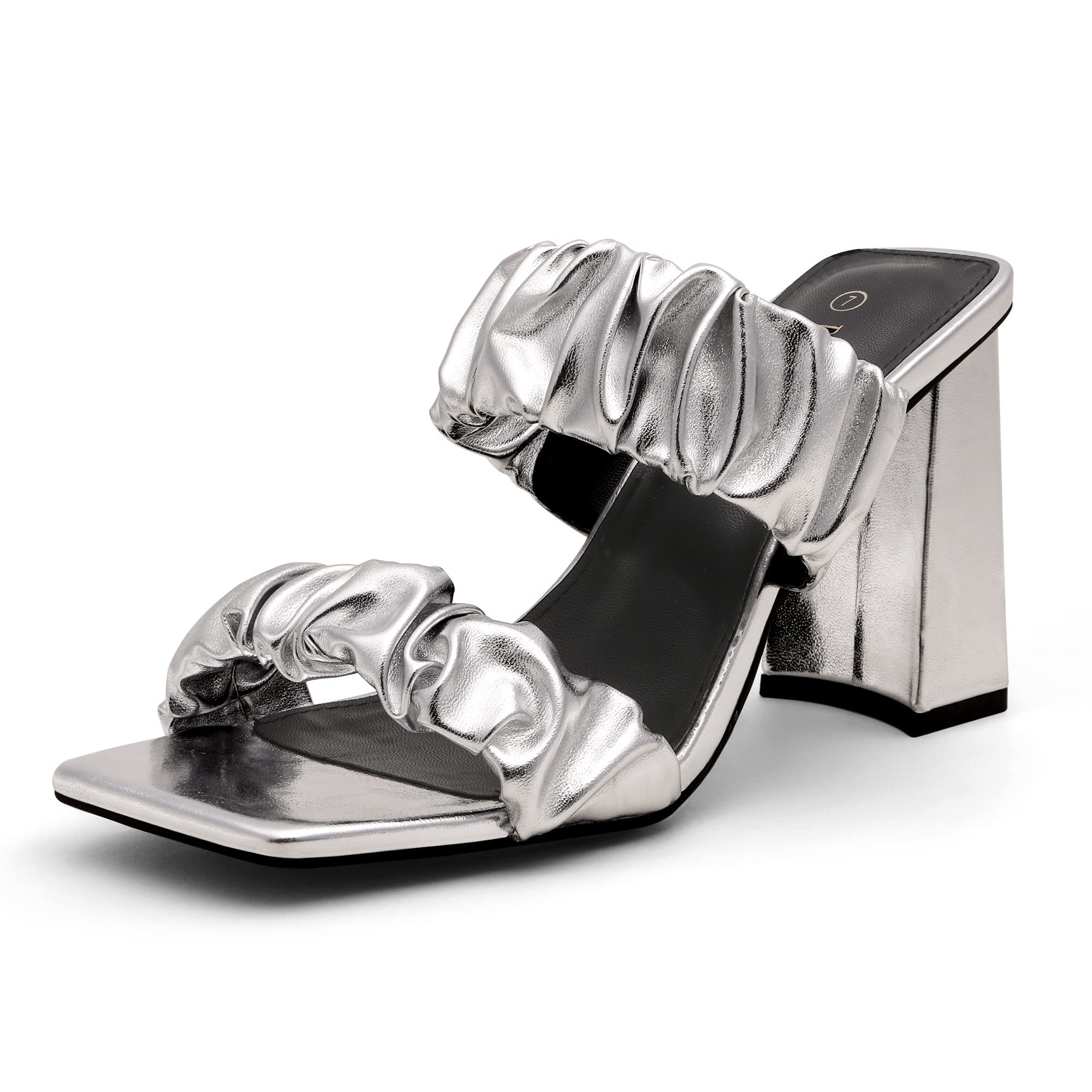 DREAM PAIRS Women's Chunky Block Heel Mule Sandals - Square Toe Slip On Open-Toe Strap Pumps for Casual Wear, Office & Party Outfits