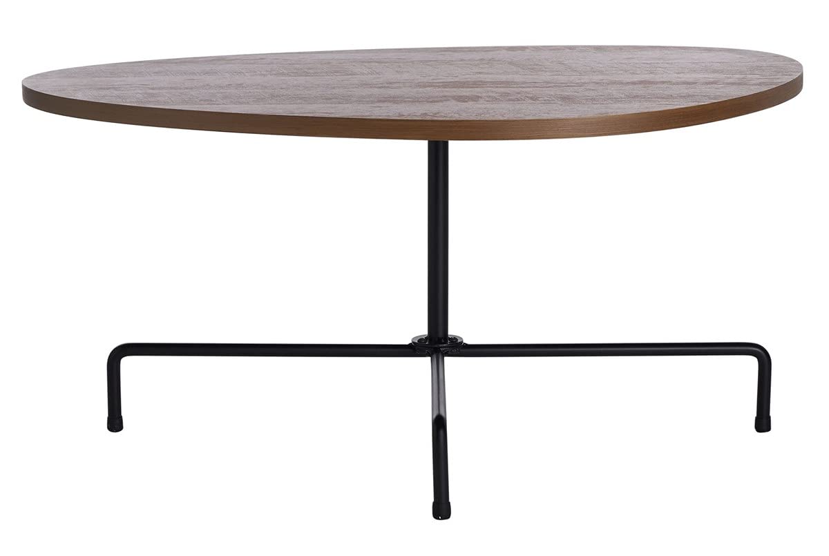 Safavieh Berlin Walnut & Black Tripod Coffee Table - Modern Living Room Furniture for Small Spaces & Apartments