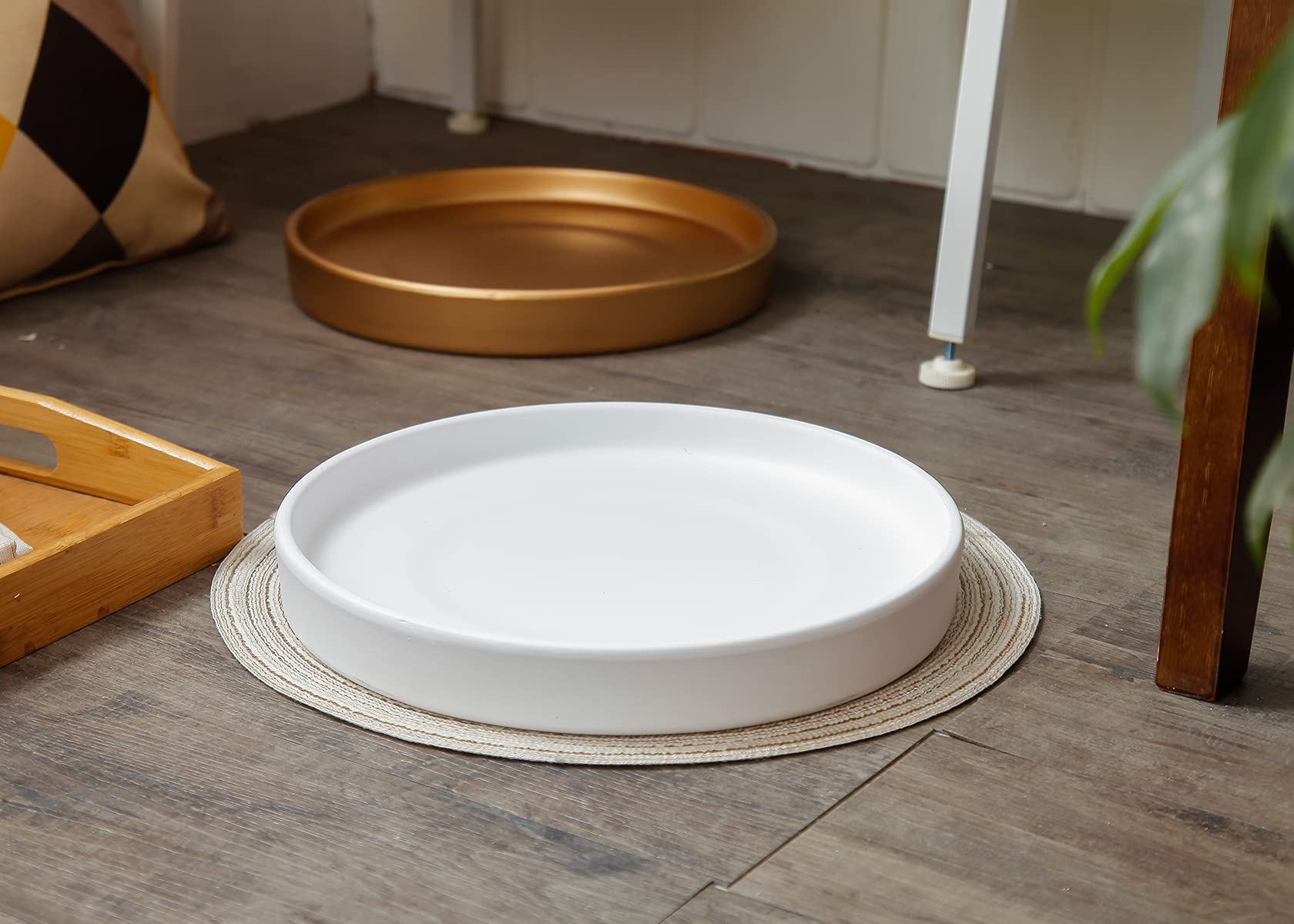 12 Inch Large Ceramic Saucer - Plant Pot Drainage Tray for Indoor/Outdoor Plants, Matte White - Perfect for Flower Pots, Succulents, and Home Garden Decor