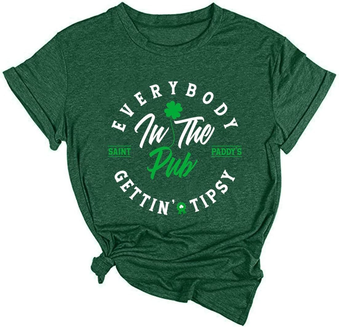 Yimoya St. Patrick's Day T-Shirt for Women | Irish Sláinte Pub Shirt | Lucky Shamrock Graphic Tee | Perfect for Irish Pubs, Parties & Festivals