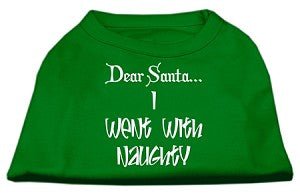 Dear Santa I Went with Naughty Screen Print Dog T-Shirt - Funny Pet Apparel for Christmas in Multiple Colors - Perfect for Holiday Photos & Dog Lovers Gifts