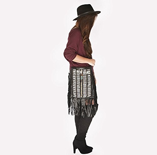 Boho Leather Square Bag with Fringe - Genuine Real Leather Bohemian Purse for Women - Perfect for Festivals, Travel & Everyday Use