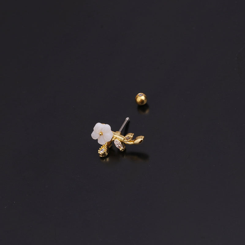 20G Cartilage Flower Stud Earrings with Pearl Accents - Dainty Floral Ear Jewelry for Women | Perfect for Everyday Wear, Parties & Special Occasions