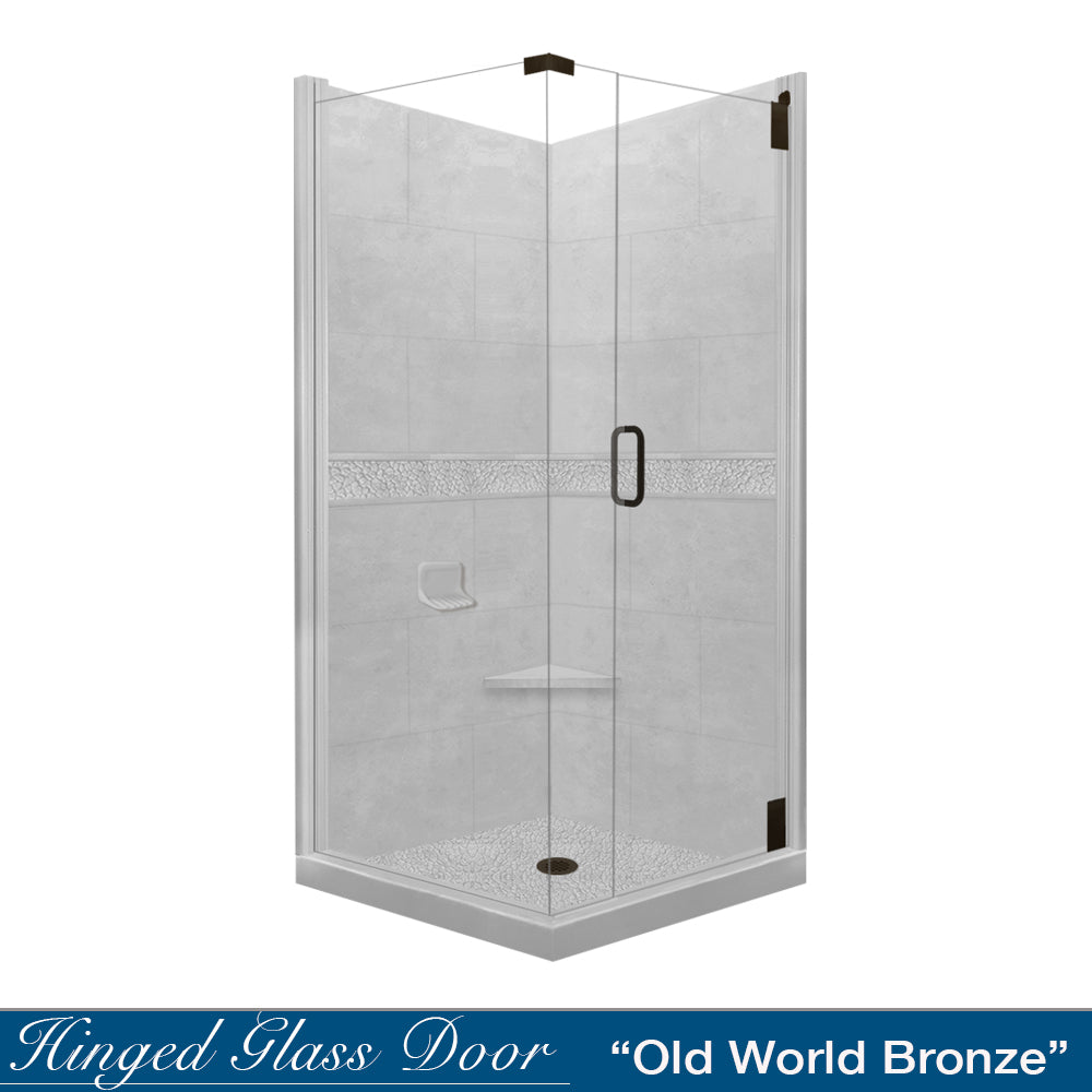 Pebble Portland Cement Corner Shower Enclosure Kit - Waterproof & Durable Bathroom Shower Stall for Modern Homes, Spa & Luxury Bathroom Renovations