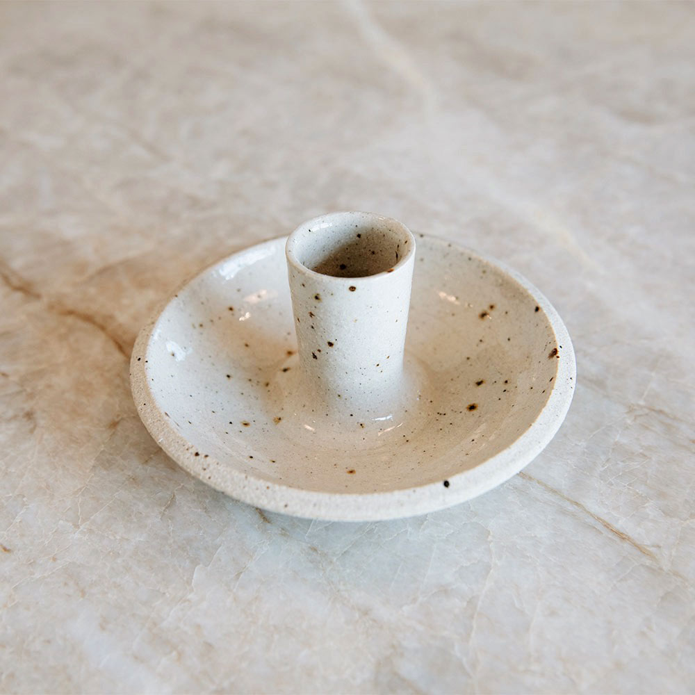 Speckled Ceramic Taper Candle Holder - Elegant Home Decor for Dining Table, Wedding Centerpiece & Romantic Ambiance