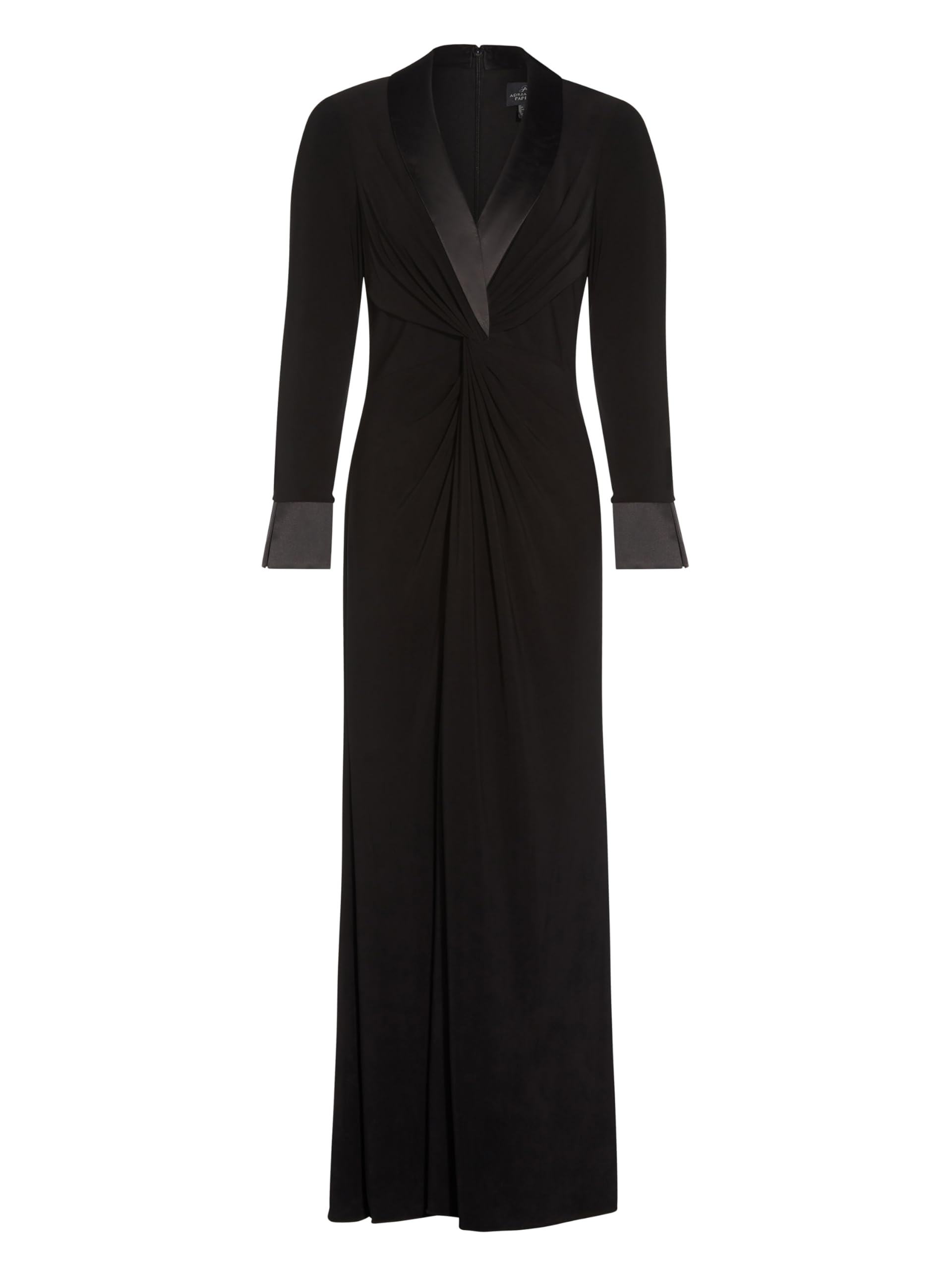 Adrianna Papell Women's Elegant Jersey Twist Tuxedo Gown - Formal Evening Dress for Prom, Black Tie Events & Special Occasions