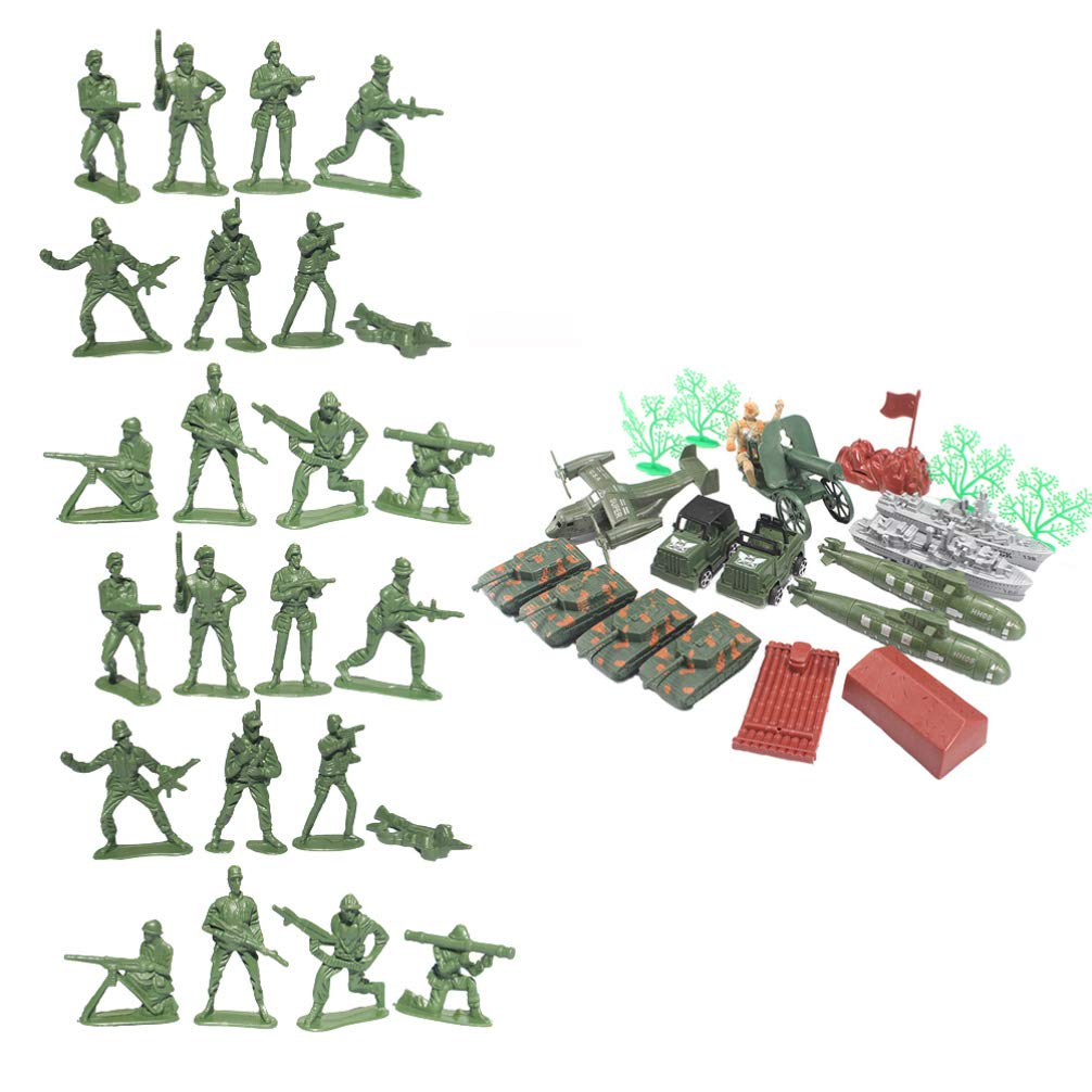NUOBESTY 120PCS Army Soldier Toy Figures Set - Green Plastic Military Men with Movable Joints for Kids, Boys & Collectors - Battle Play, Diorama Scenes, War Game & Gift for Children