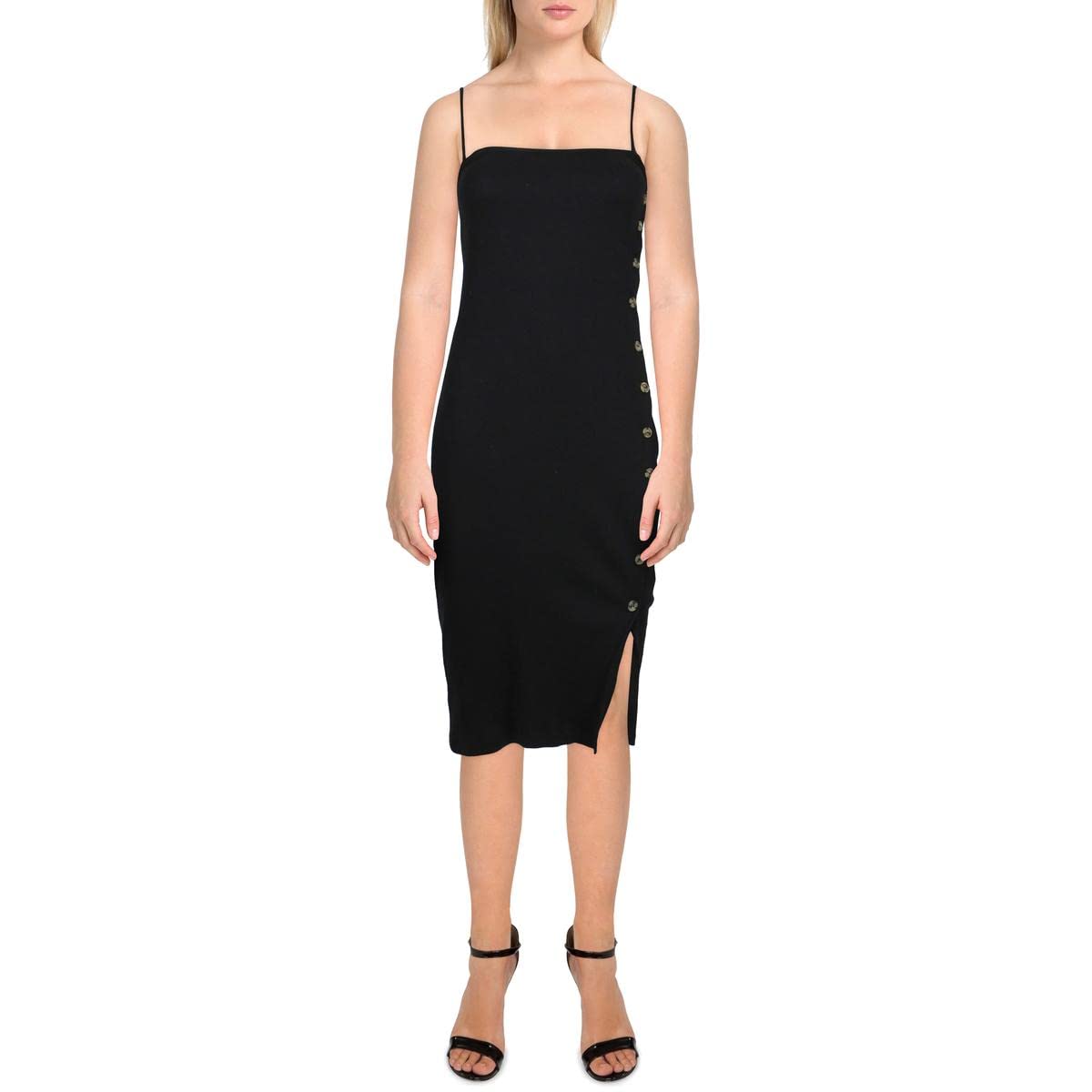 French Connection Women's Reshmi Baby Rib Jersey Square Neck Dress - Elegant Casual & Party Wear for Women | Perfect for Date Night, Office, and Special Occasions