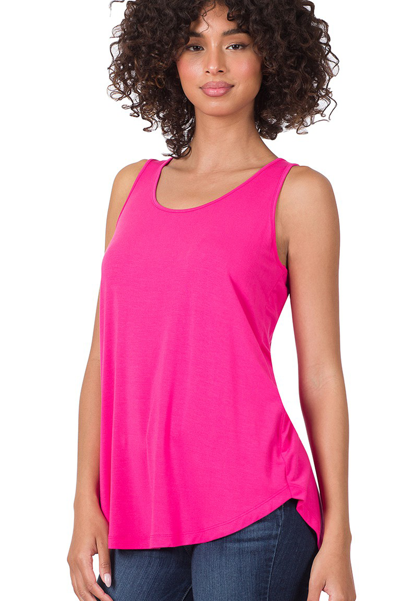 Round Hem Tank Tops for Women - Soft Stretch Casual Sleeveless Shirts - Perfect for Summer, Yoga, and Layering