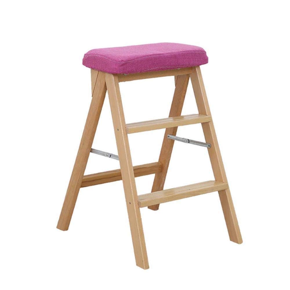 3-Step Foldable Solid Wood Step Stool for Kitchen, Office & Home - Portable Multifunctional Climbing Stool with Non-Slip Surface (Multiple Colors) - Perfect for Reaching High Shelves, Organizing Cabinets & Household Tasks