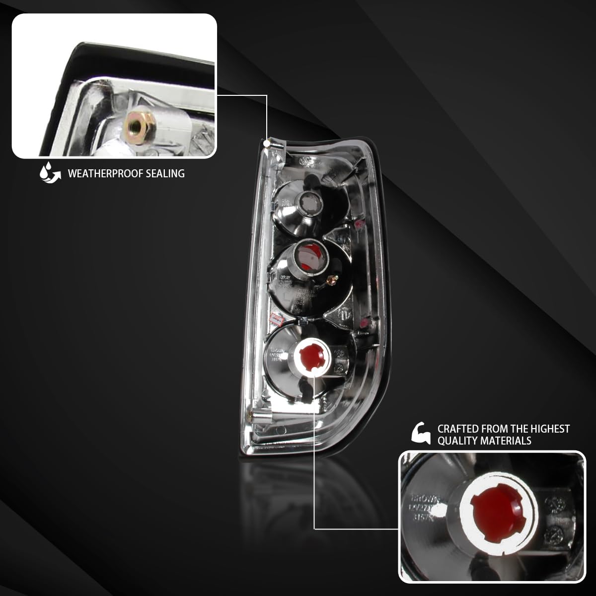 AUTOZENSATION Chrome Housing Clear Lens Tail Lights Pair - Compatible with 2005-2014 Nissan Frontier & 2009-2012 Suzuki Equator (Left + Right Assembly) - Perfect for Truck Customization & Night Driving Safety