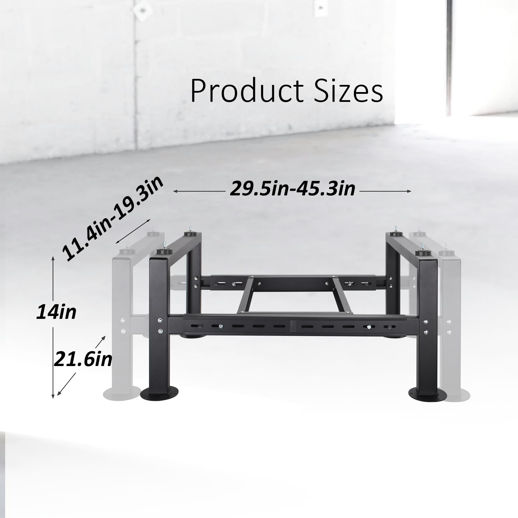 Heavy Duty Adjustable Mini Split AC Stand - 14in Height, 29.5-45.3in Length for 24000-60000 BTU Air Conditioners & Heat Pumps | Outdoor Condenser Support for Home & Commercial HVAC Systems