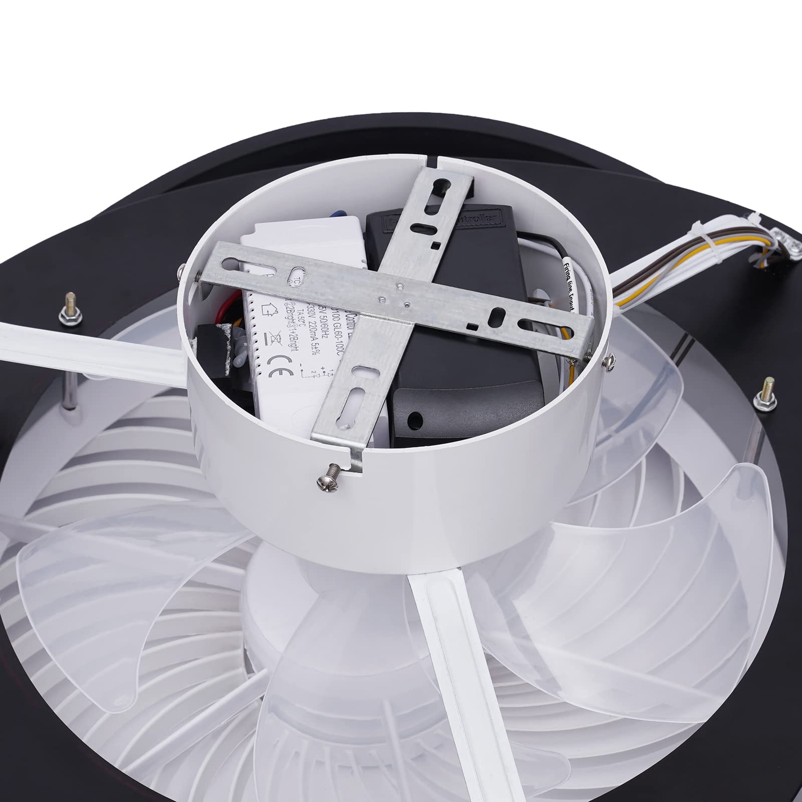 45W Invisible Ceiling Fan with Light - 21.65 Inch Remote Control, 3 Color Dimmable LED Lighting (3000K-6500K), Acrylic Blades, Metal Shell, Semi Flush Mount, 3-Speed Indoor Low Profile Fan with Timer - Perfect for Bedroom, Living Room, and Office Spaces