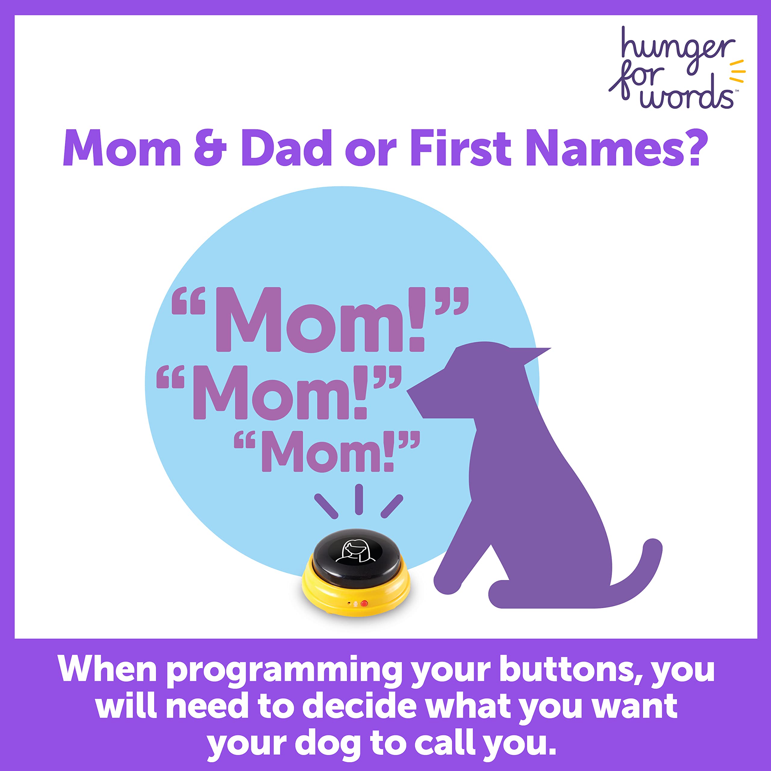 Hunger For Words Talking Pet Buttons - 3 Piece Set of Recordable Speech Buttons for Dog Training & Communication | Teach Your Dog to Talk | Perfect for Interactive Play, Obedience Training & Bonding Activities