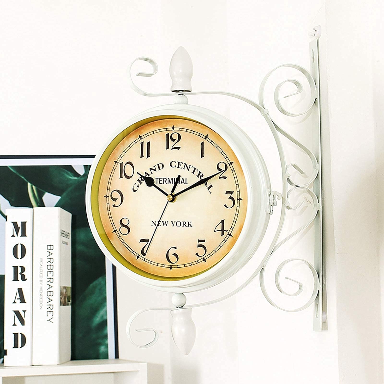 14 Inch 360° Rotating Double Sided Outdoor Garden Wall Clock - Waterproof Indoor/Outside Decoration with Bracket - Perfect for Patio, Backyard, and Farmhouse Décor