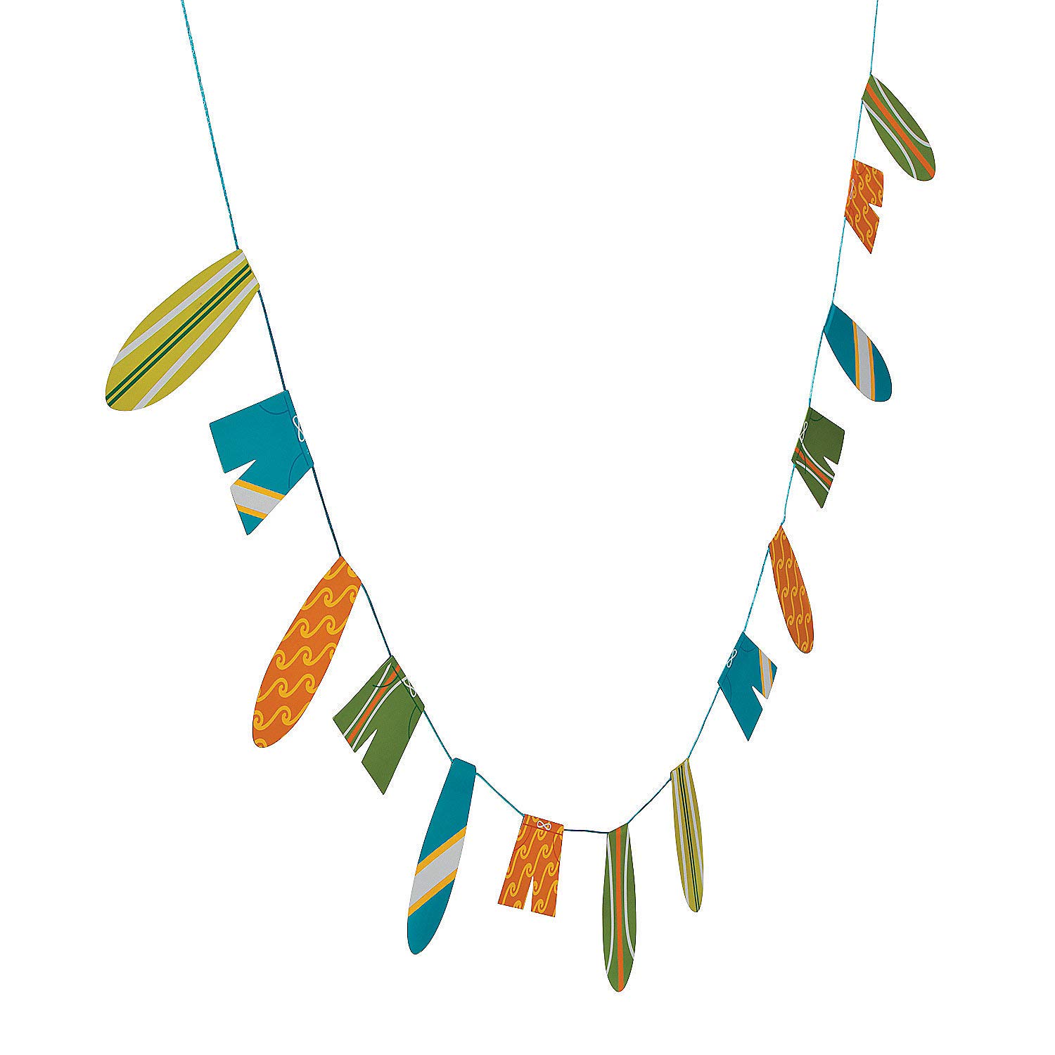 Fun Express Surf's Up Birthday Garland - Tropical Party Decorations for Beach Theme Birthday Party - 1 Piece Hanging Decoration for Summer Parties & Luau Events