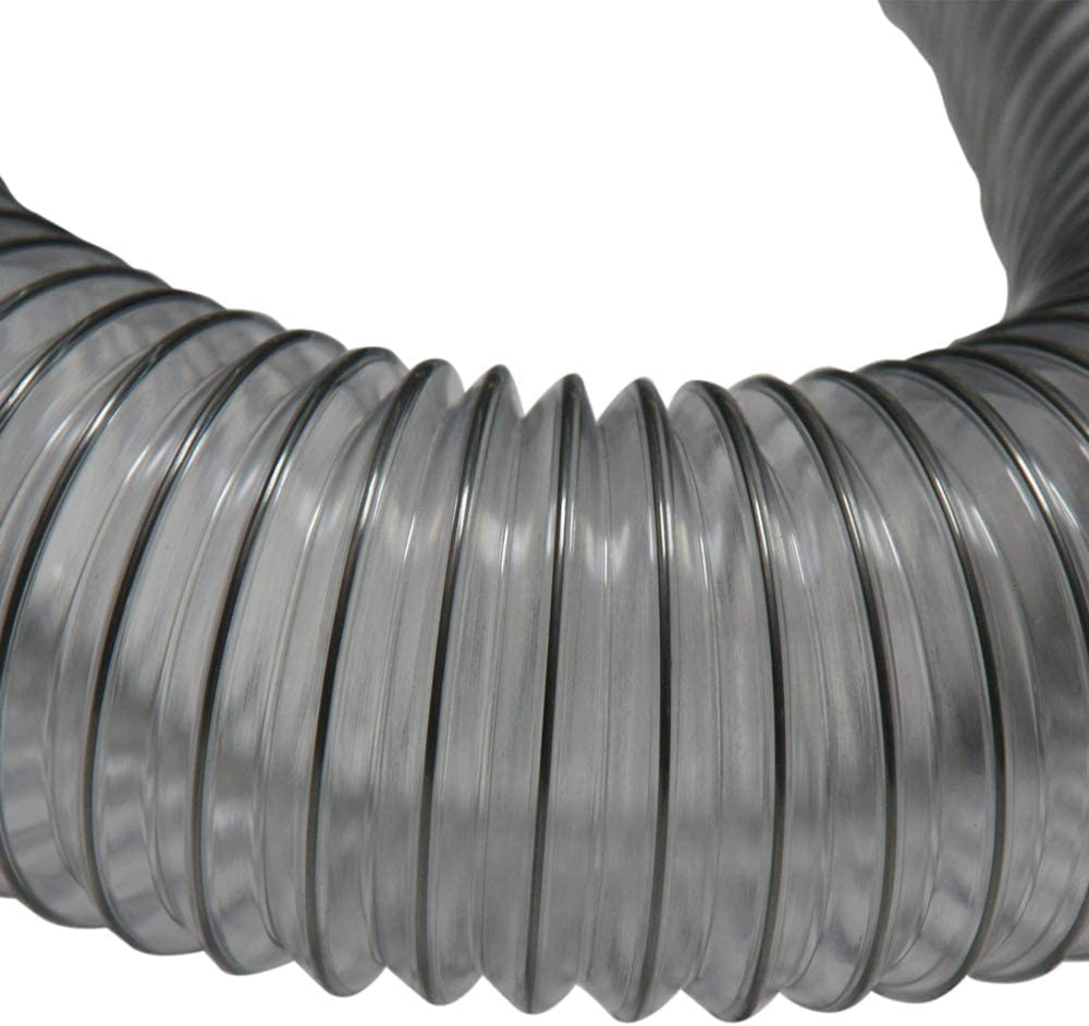 Rubber-Cal Clear PVC Flexduct Light Duty Duct Hose - 8 Inch Inner Diameter x 50 Feet Length (Fully Stretched) - Ideal for HVAC, Ventilation, and Exhaust Systems in Homes and Workshops
