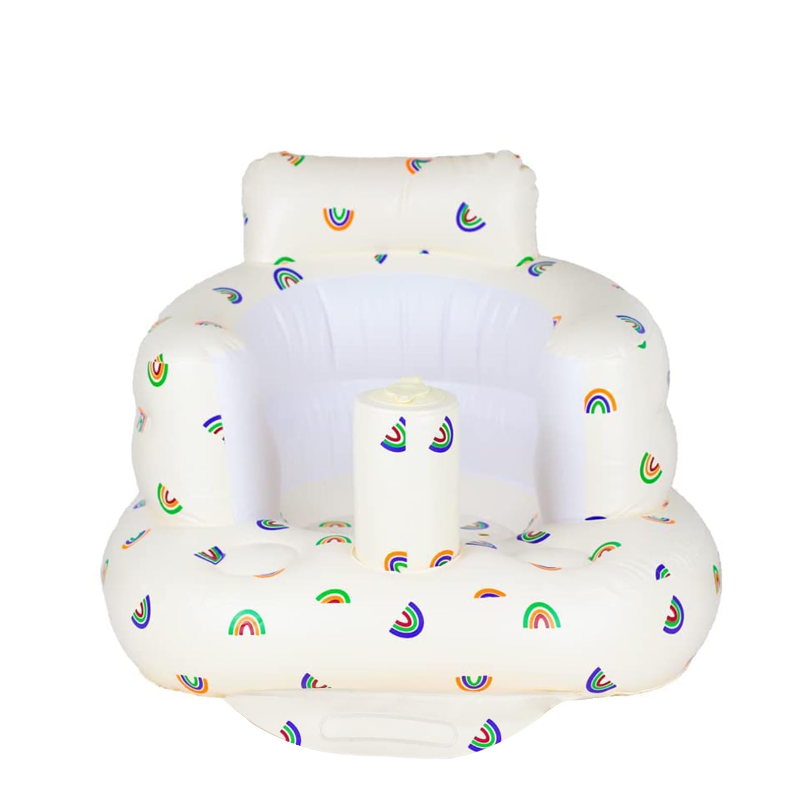 Inflatable Baby Chair with Built-in Air Pump - Portable Rainbow Baby Seat for Infants 3 Months & Up - Summer Inflatable Floor Seat for Sitting, Feeding & Playtime - Perfect for Indoor, Outdoor & Beach Use